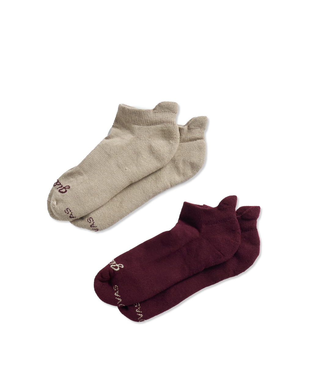 Giddy Up Ankle Sock (2-Pack) - Cream Burgundy Polyester Spandex
