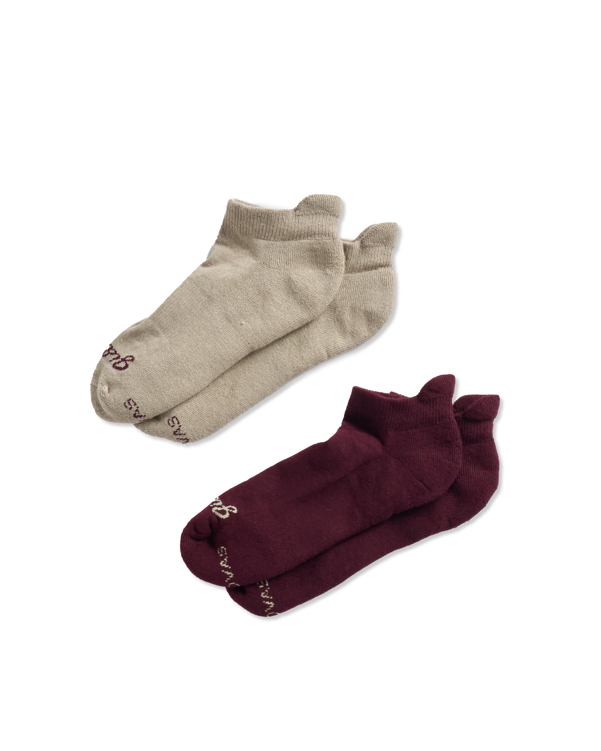 Giddy Up Ankle Sock (2-Pack) - Cream Burgundy Polyester Spandex