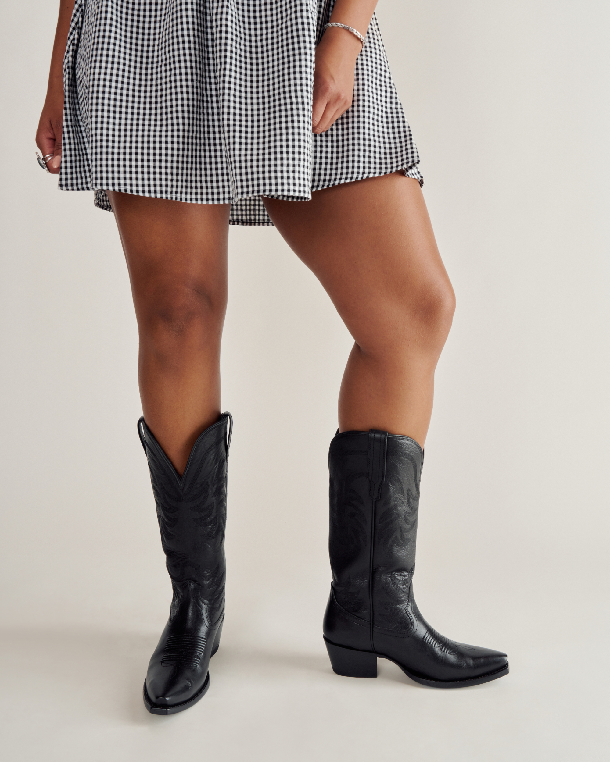 The Annie Wide Calf - Midnight Cowhide