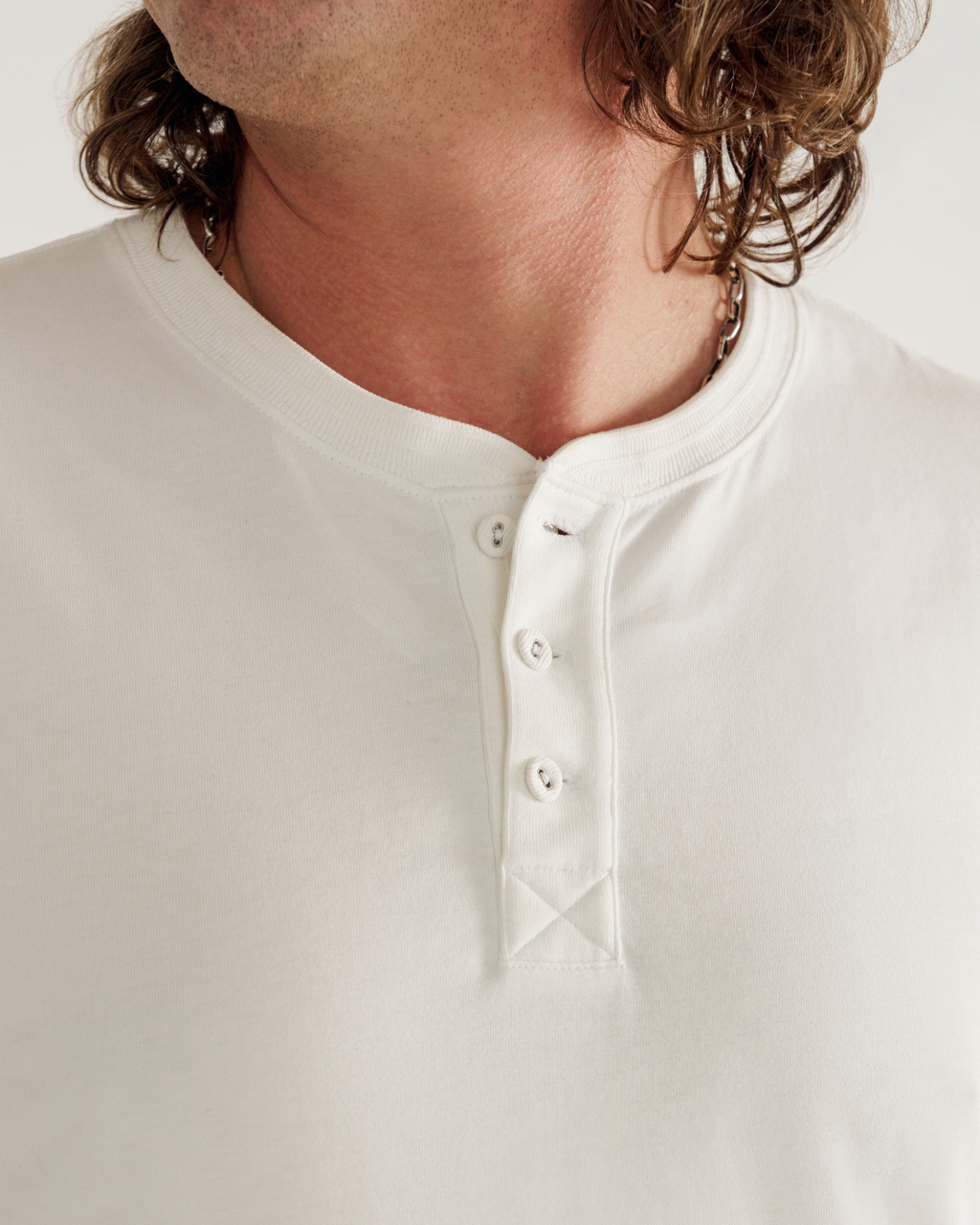 Men's Standard Issue Short Sleeve Henley - White Pima Cotton
