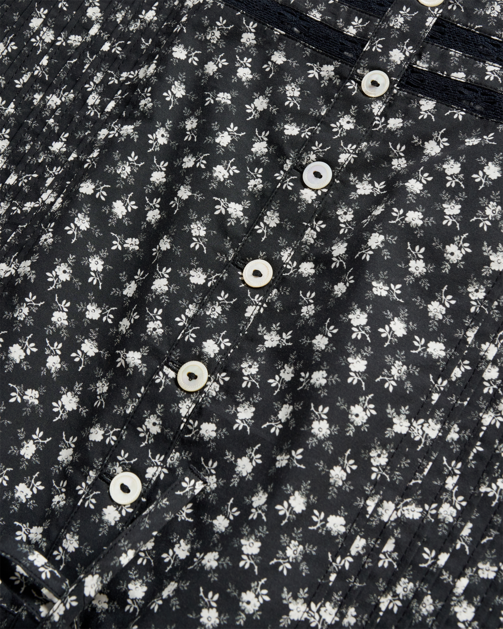 Women's Long Sleeve Cotton Poplin Top - Black White Cotton