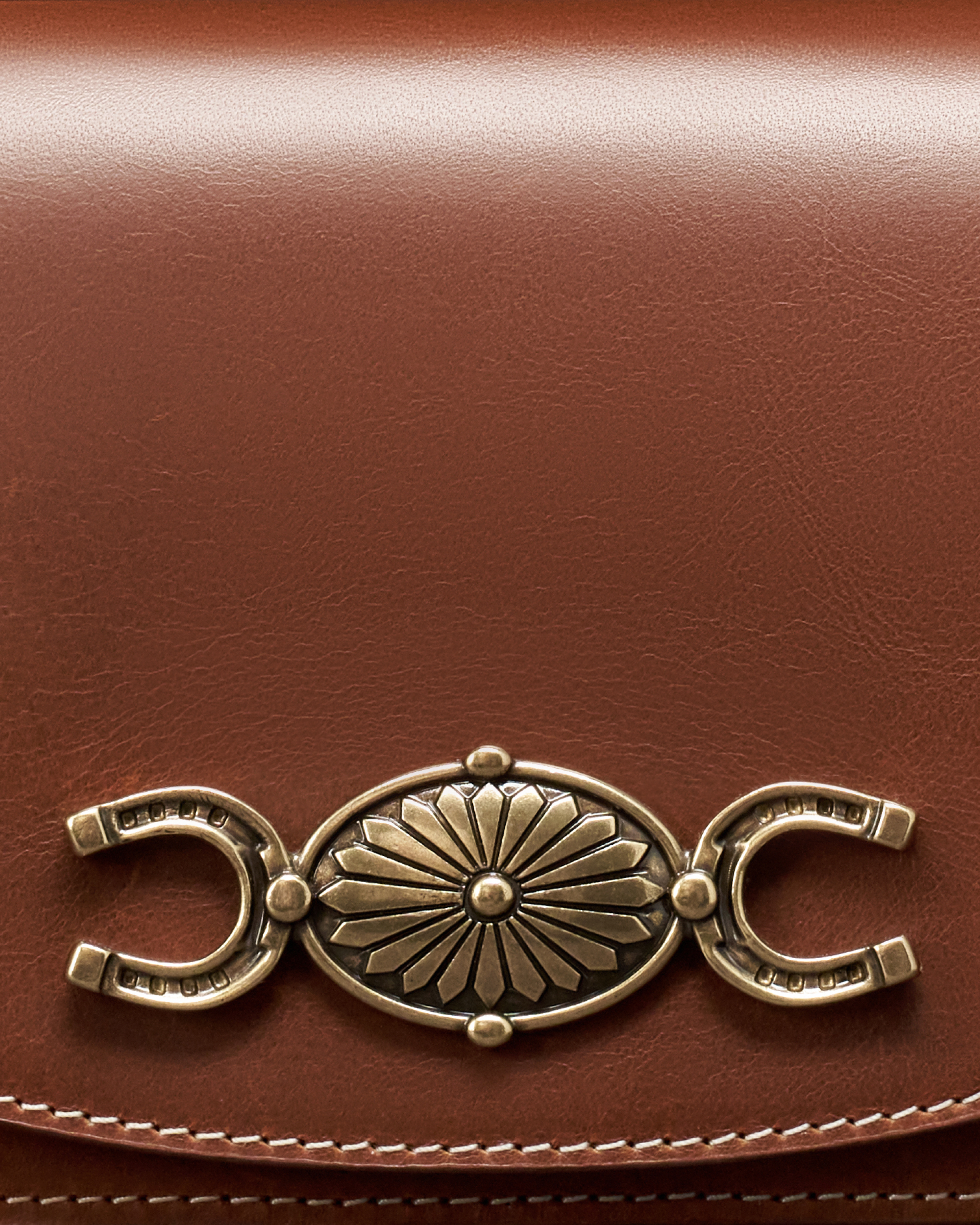 Concho Chain Crossbody - Saddle Cowhide