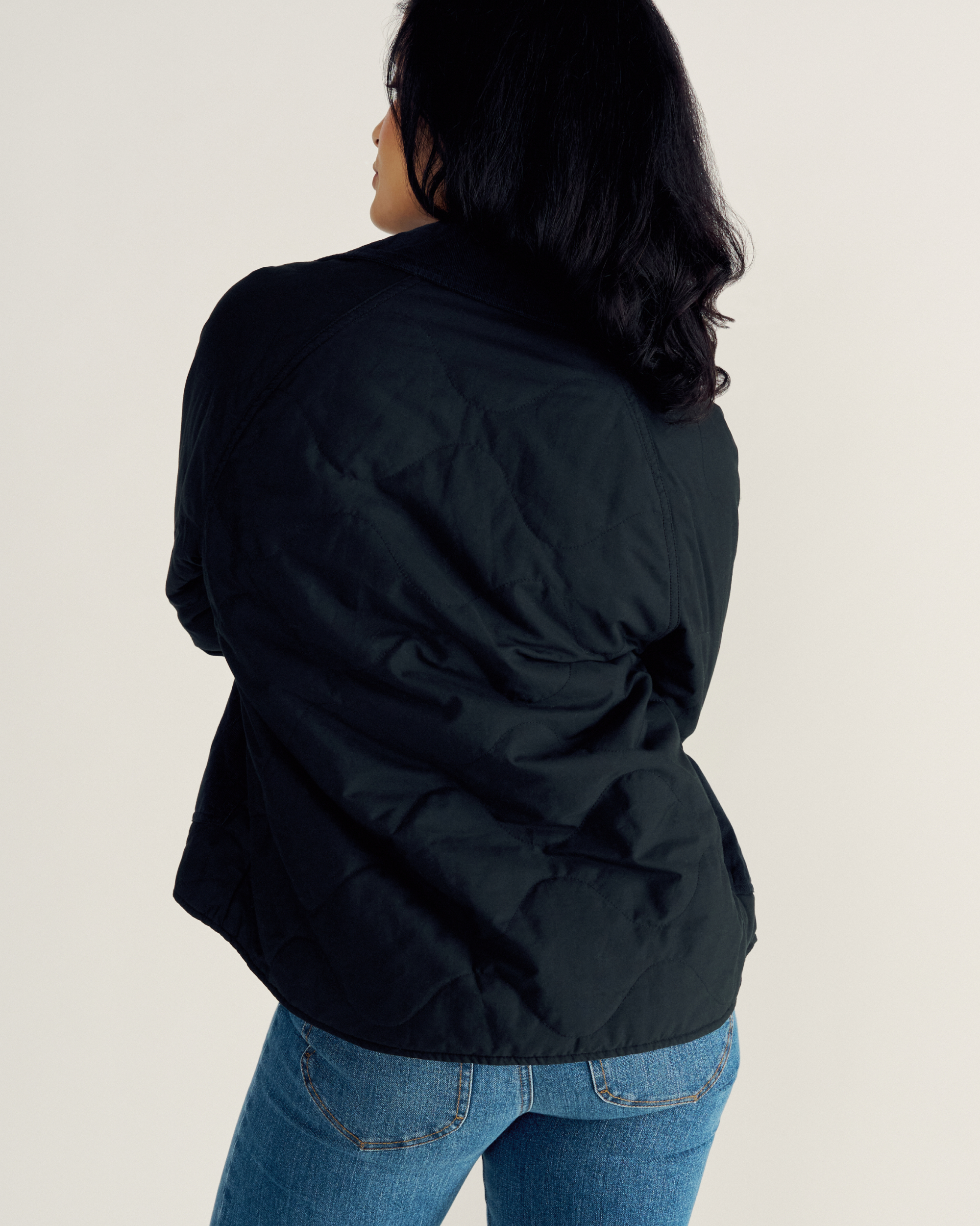 Women's Liner Jacket - Black White Polyester Blend