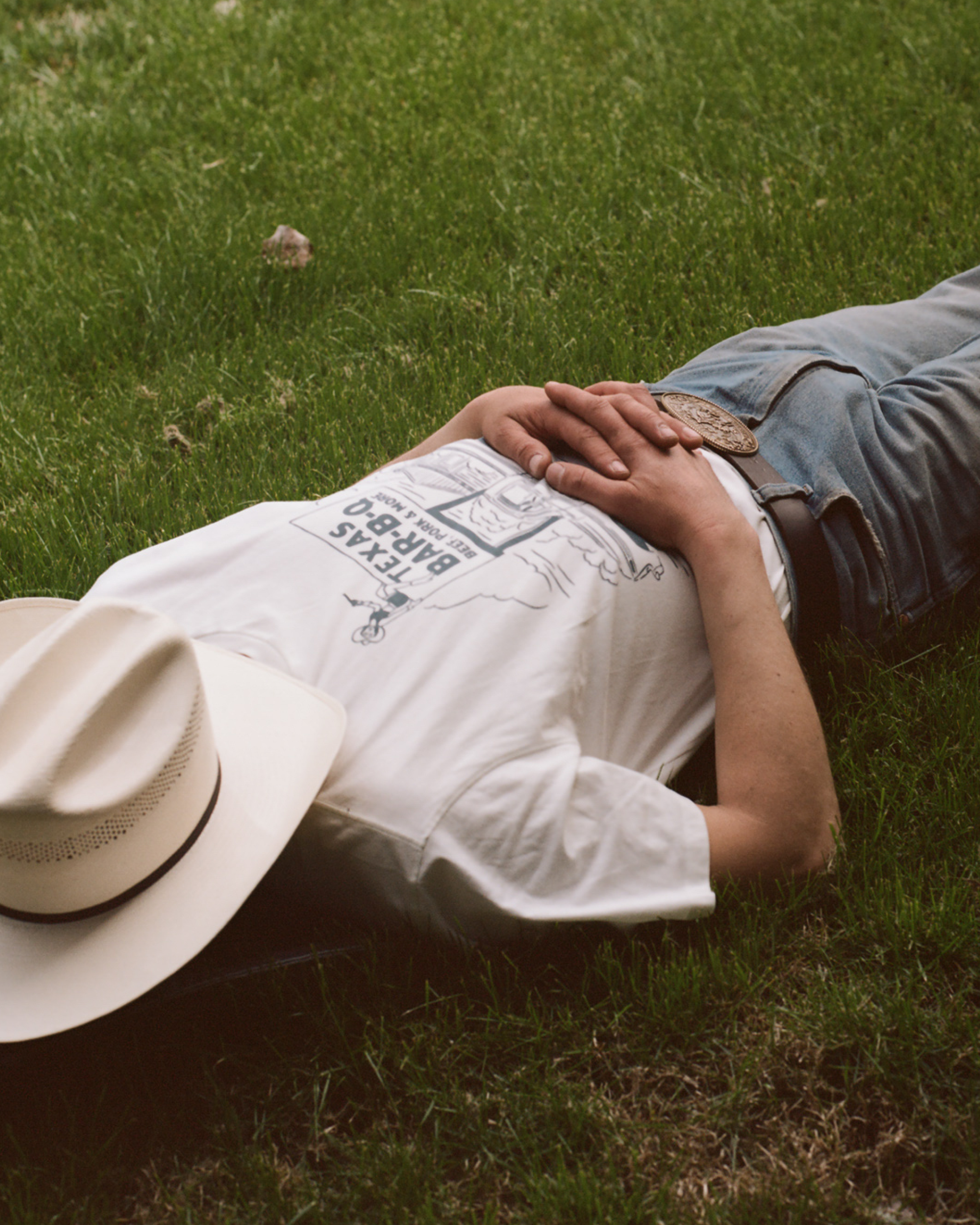 Men's Texas BBQ Tee - Bone Blue Pima Cotton