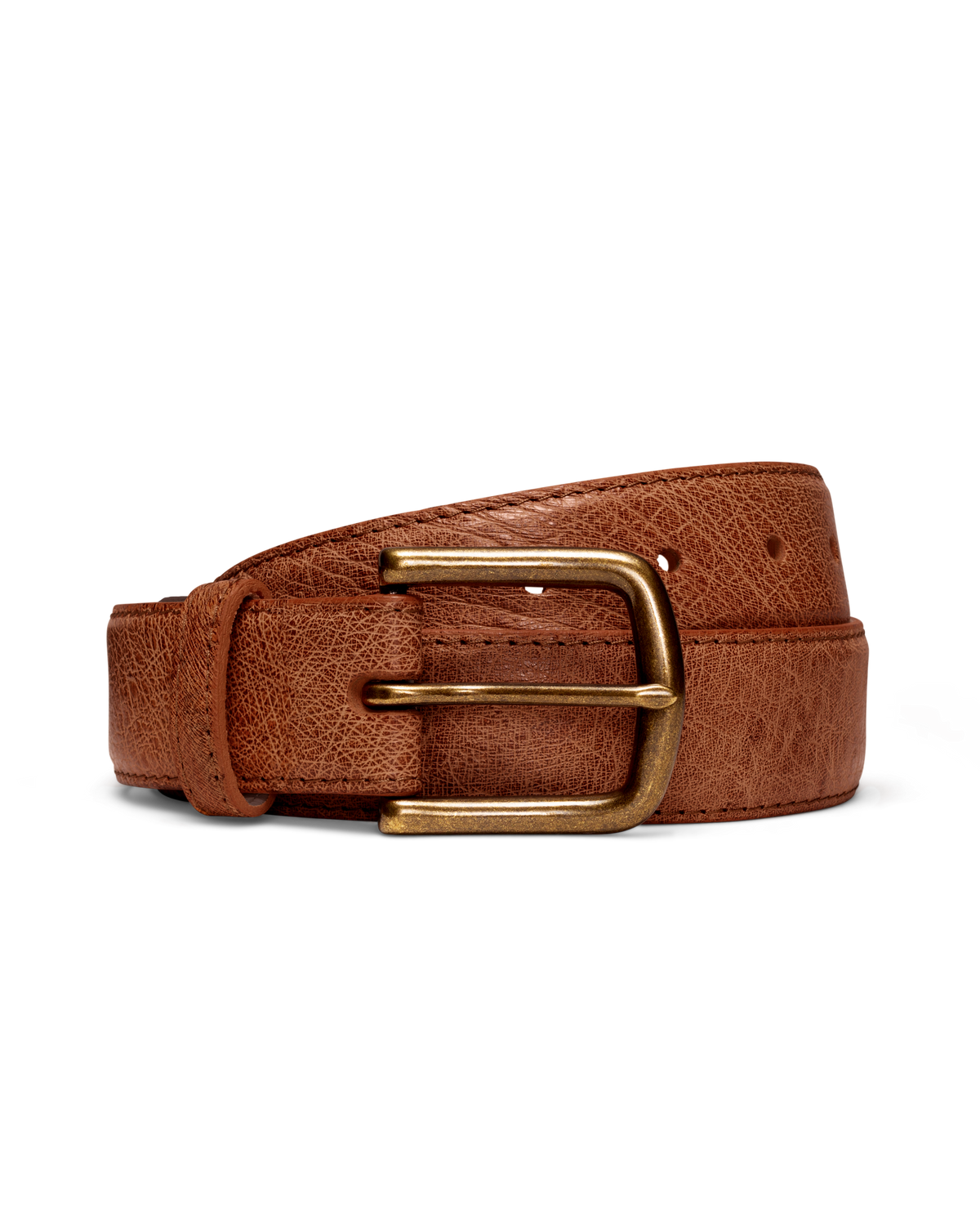 Men's Smooth Ostrich Belt - Russet Ostrich