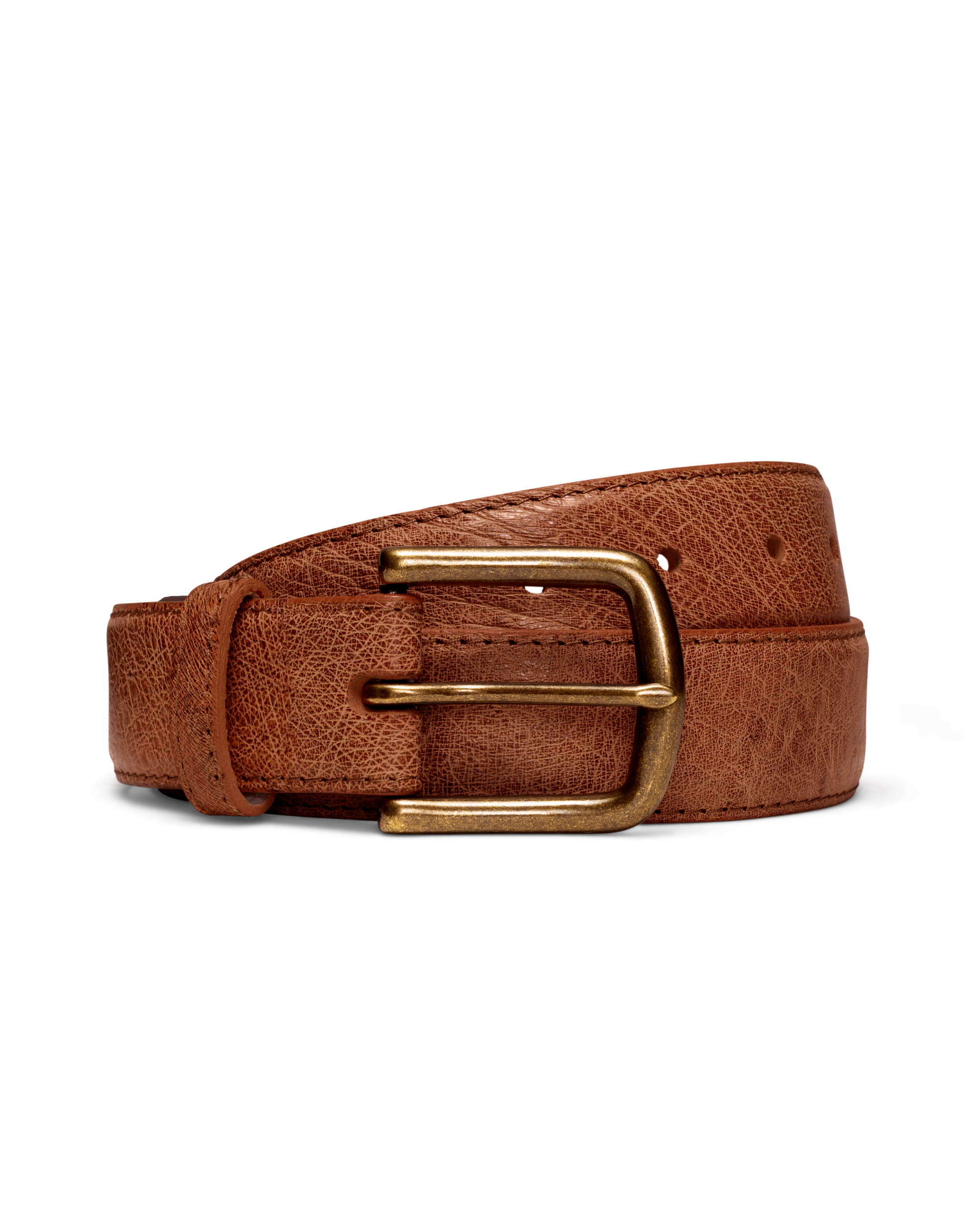 Men's Smooth Ostrich Belt - Russet Ostrich