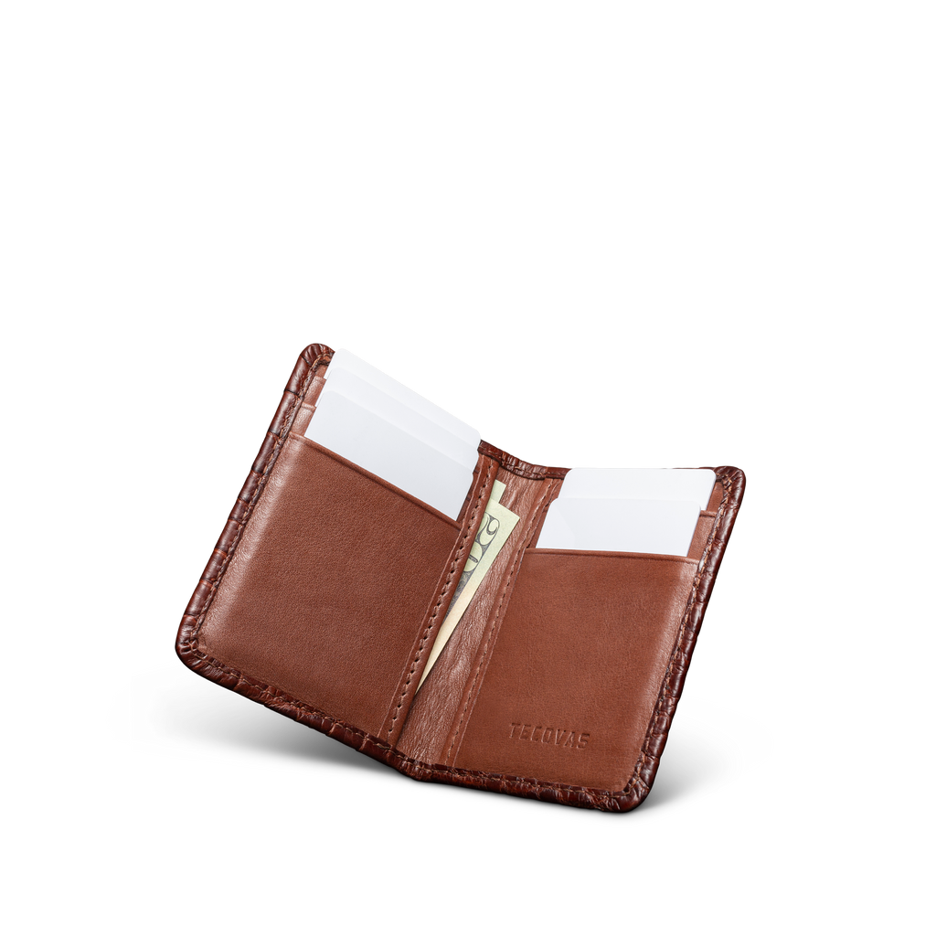 Alligator Bifold Card Case - Walnut Alligator