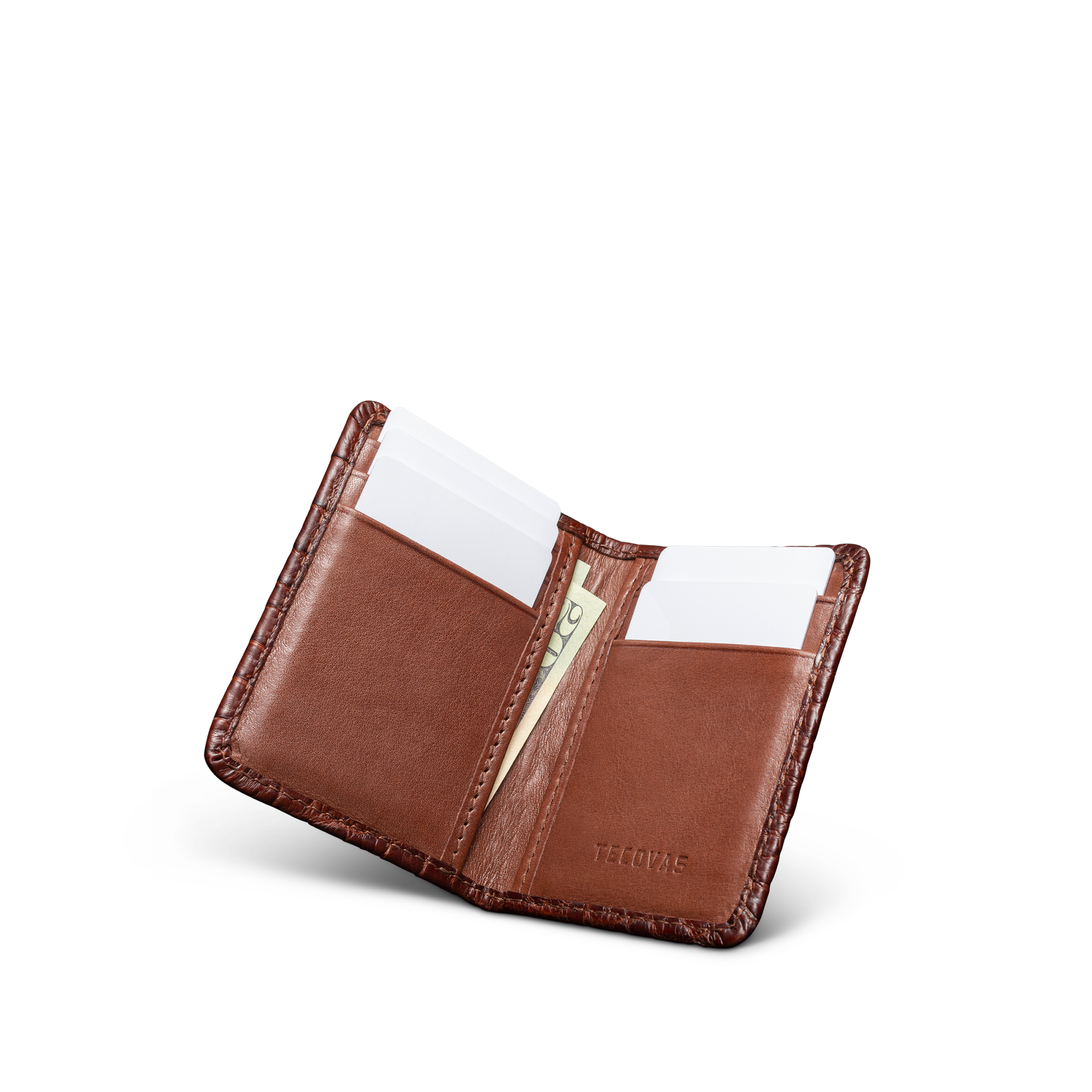 Alligator Bifold Card Case - Walnut Alligator