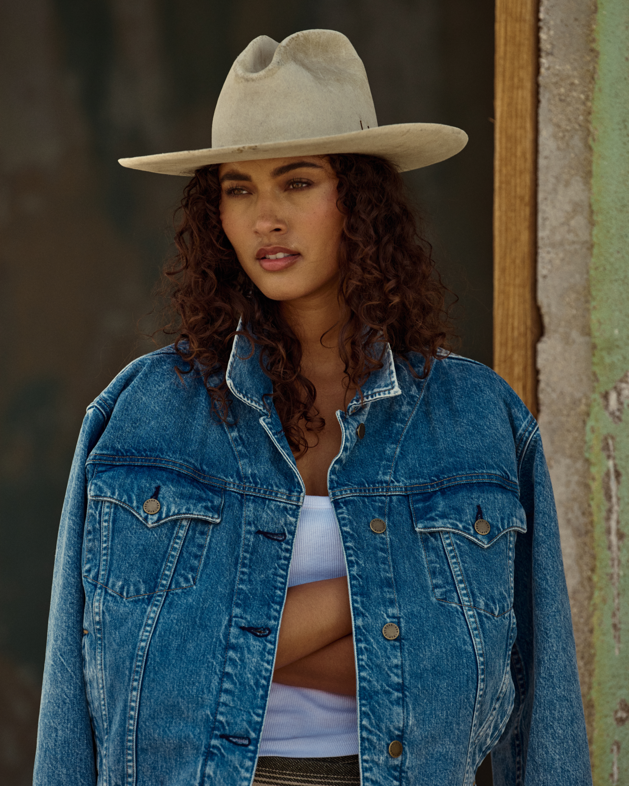 Women's Denim Trucker Jacket - Medium Wash Denim