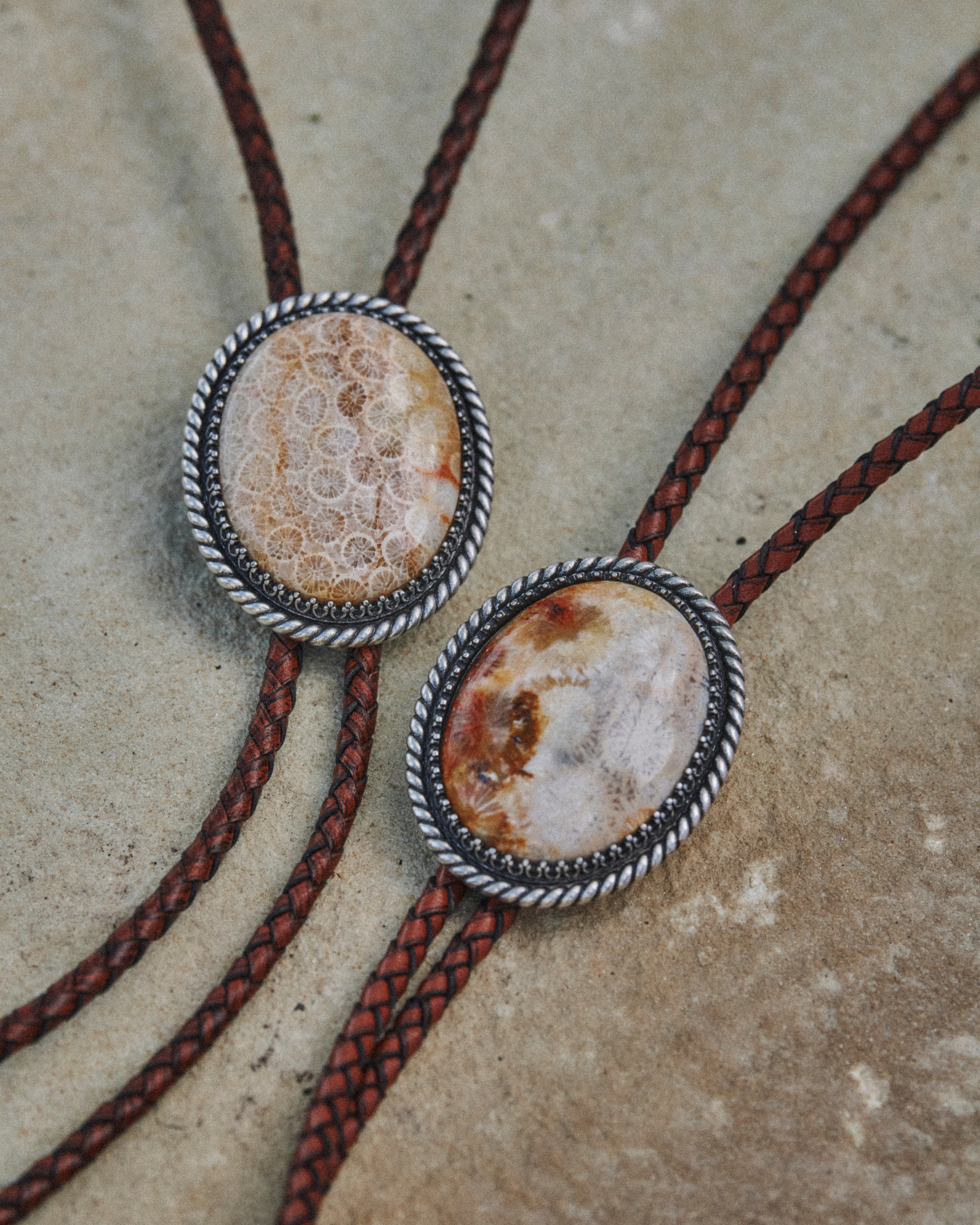 Iron Lamb Fossilized Coral Bolo - Cream Black Coral