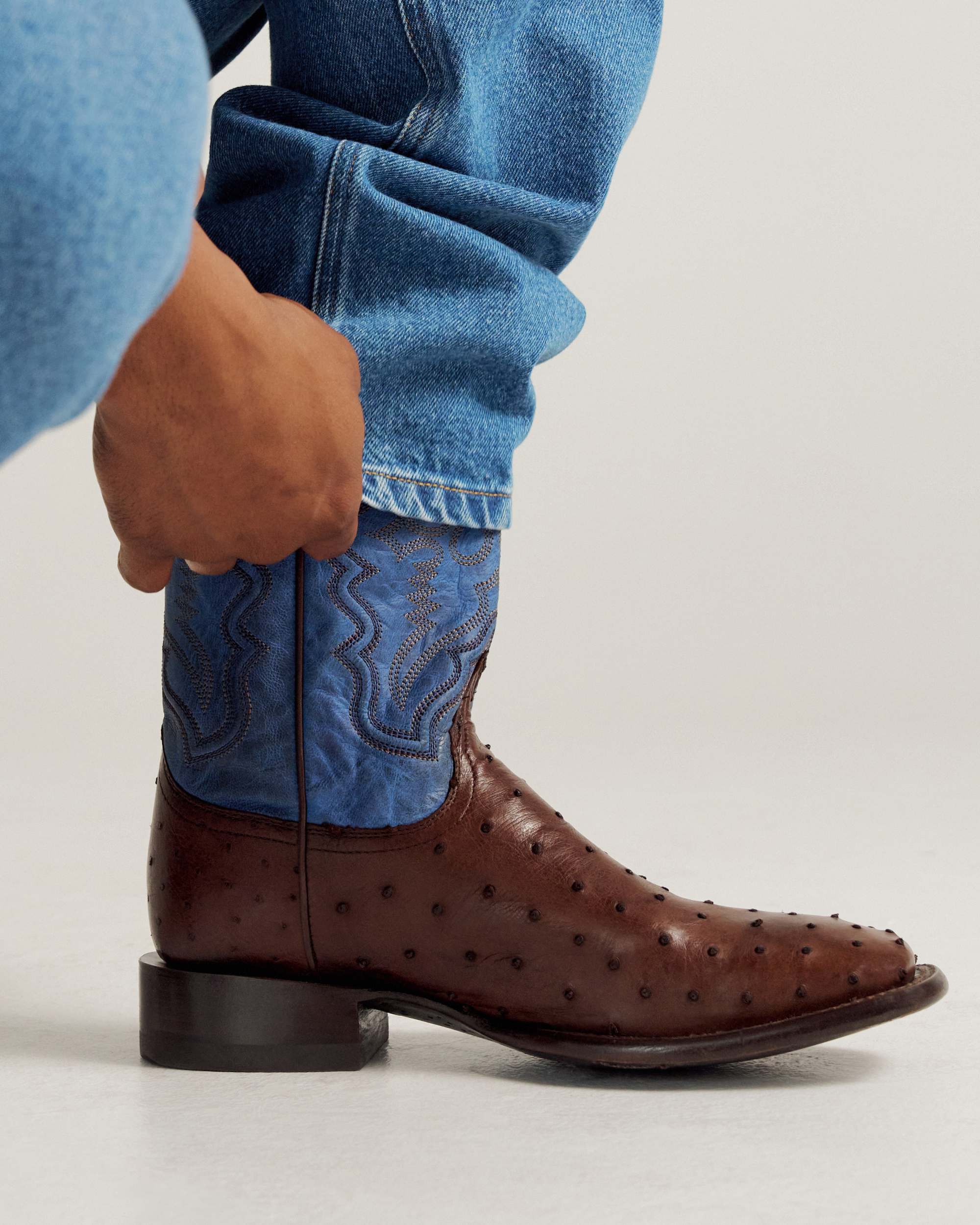 The Emmitt - Hazelnut Denim Ostrich
