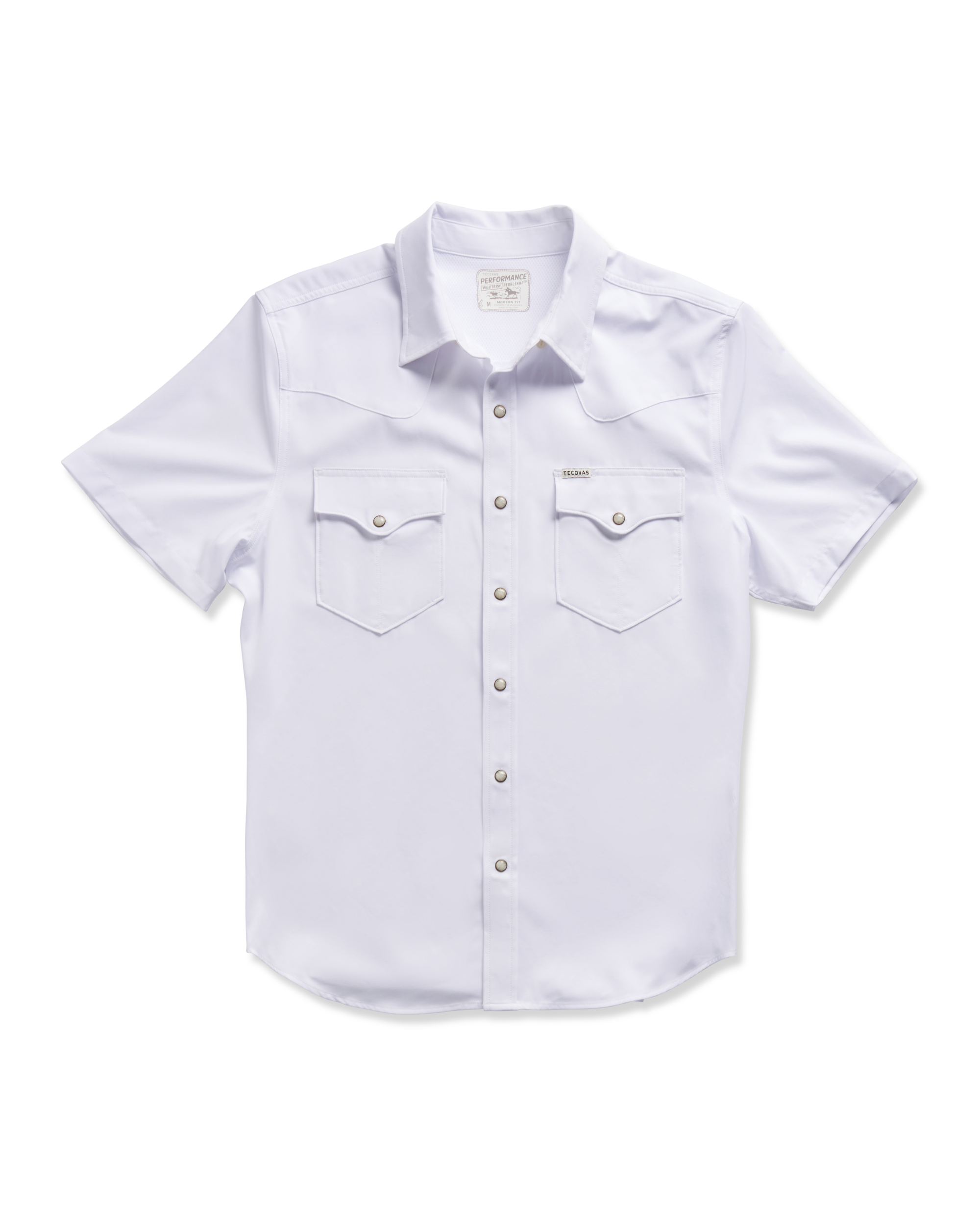 Men's Performance Short Sleeve Western Pearl Snap - White Performance