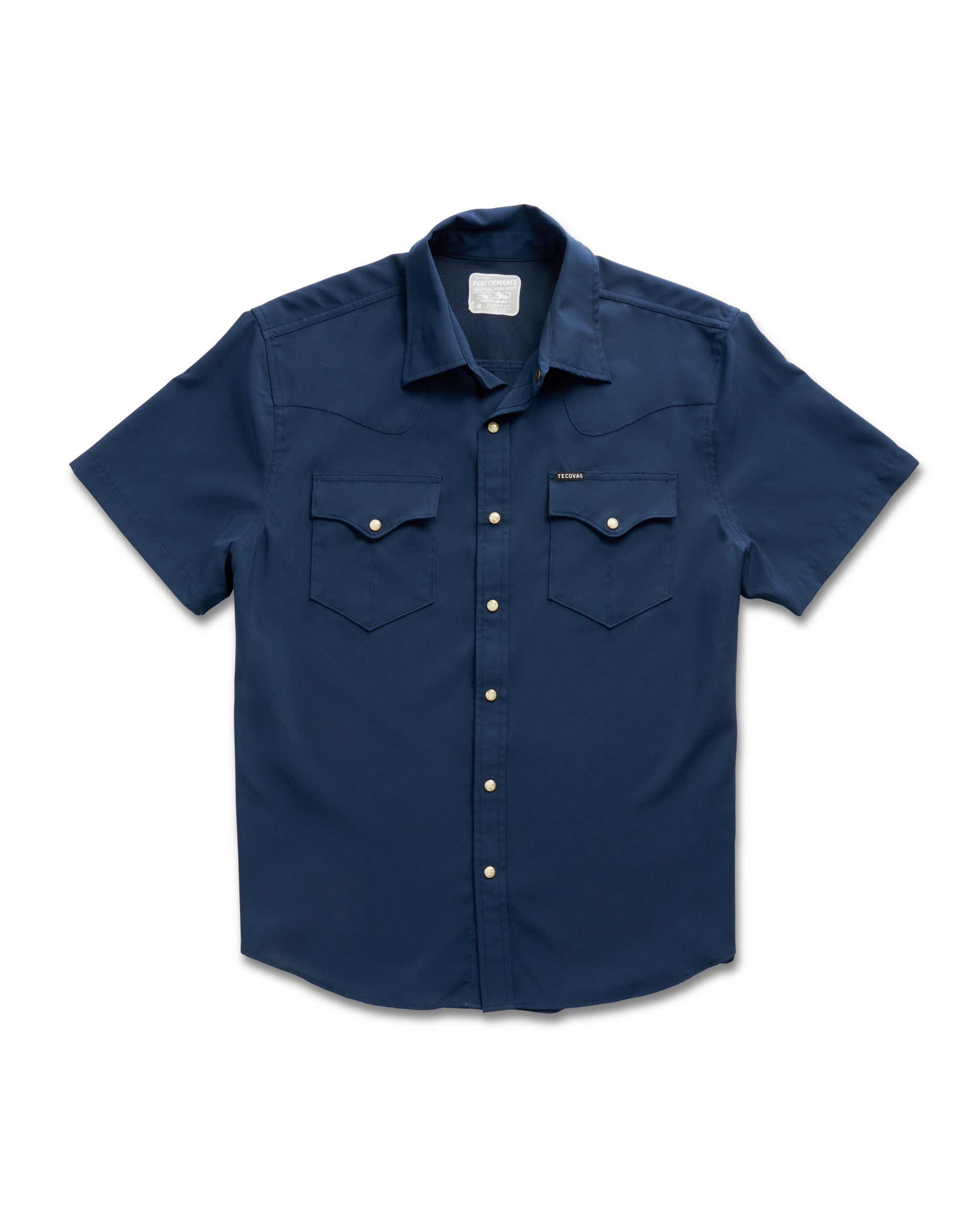 Men's Performance Short Sleeve Western Pearl Snap - Classic Fit - Navy Performance