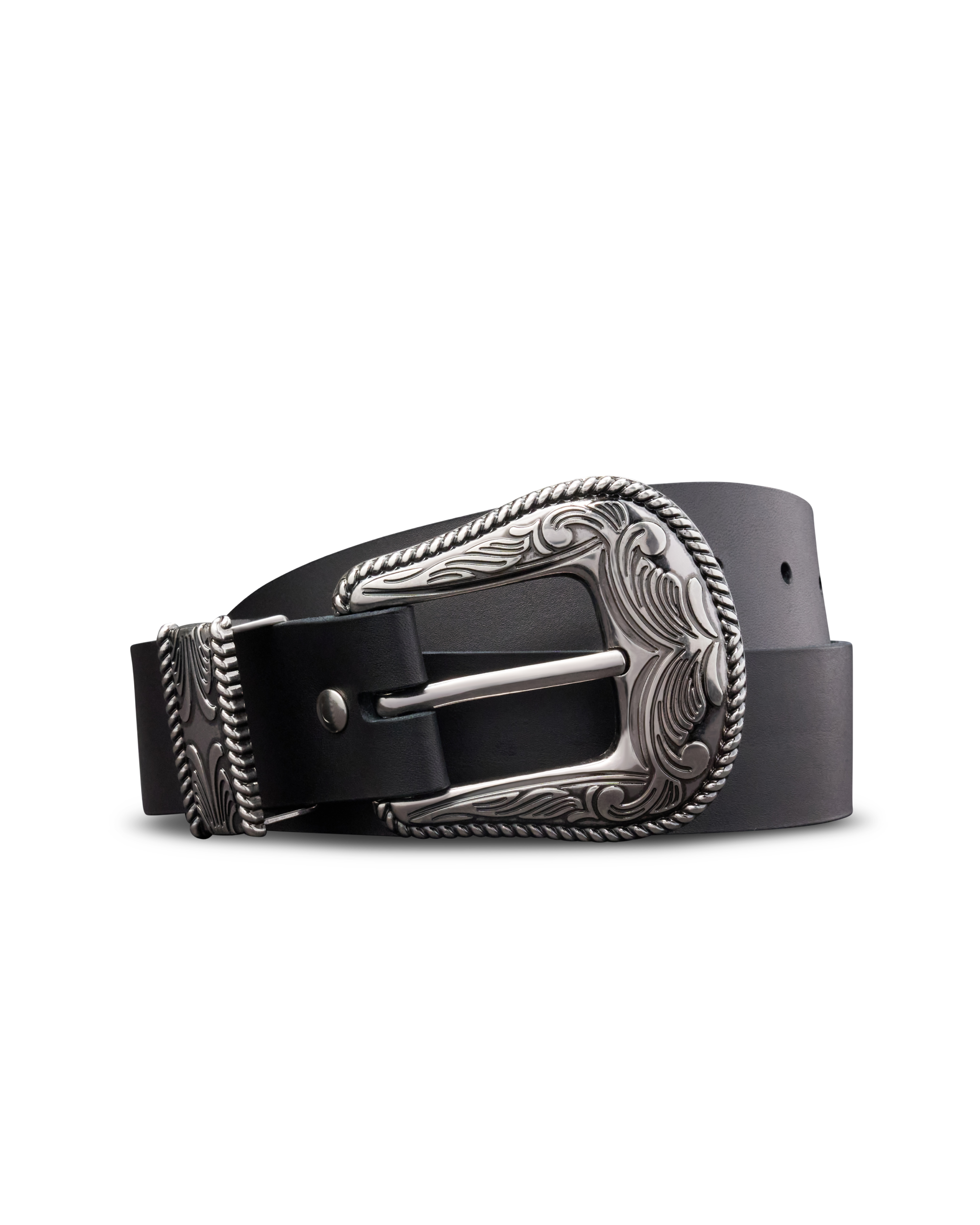 Women's Western 3 Piece Belt - Black Cowhide