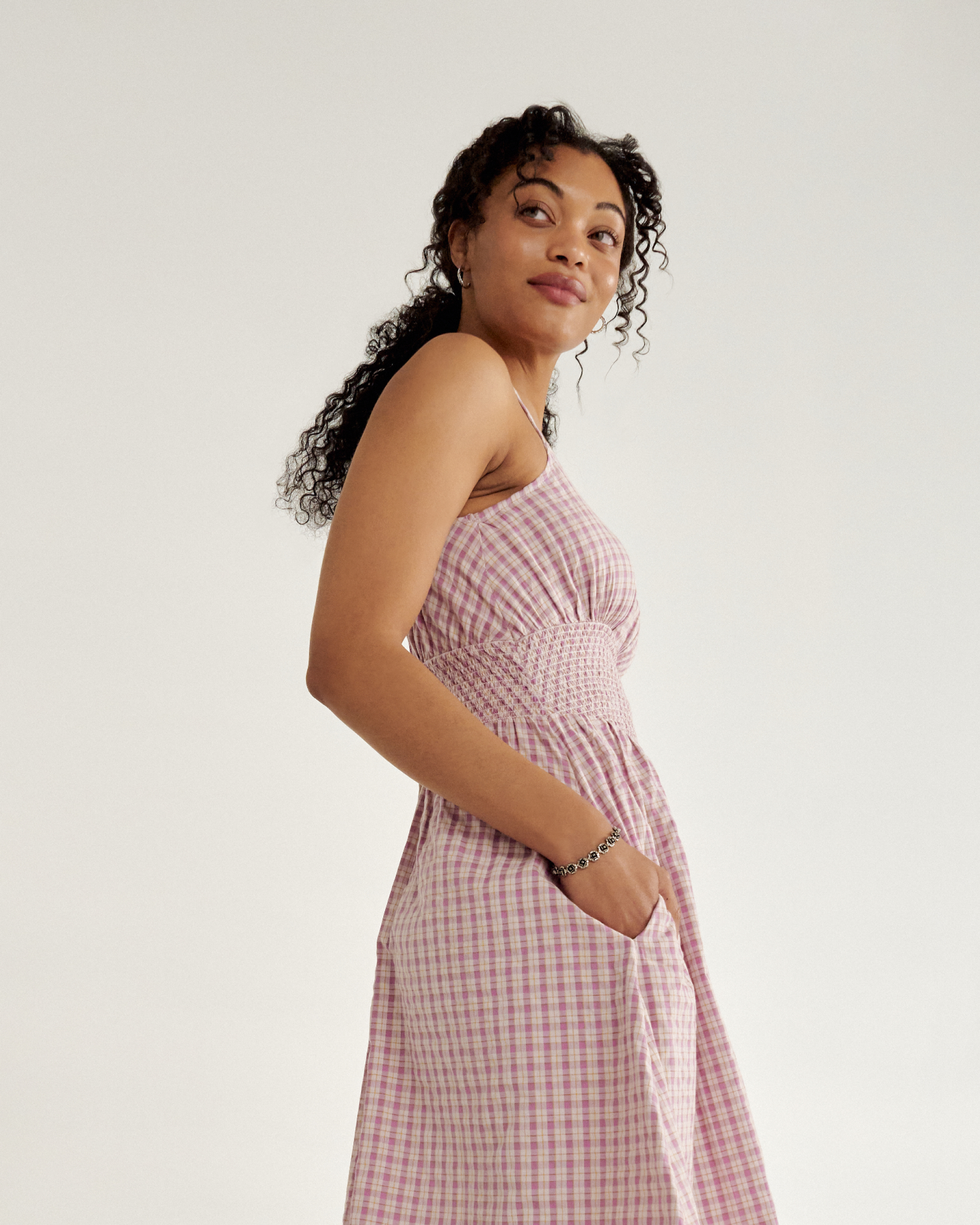 Women's Tiered Midi Dress - Purple Cotton
