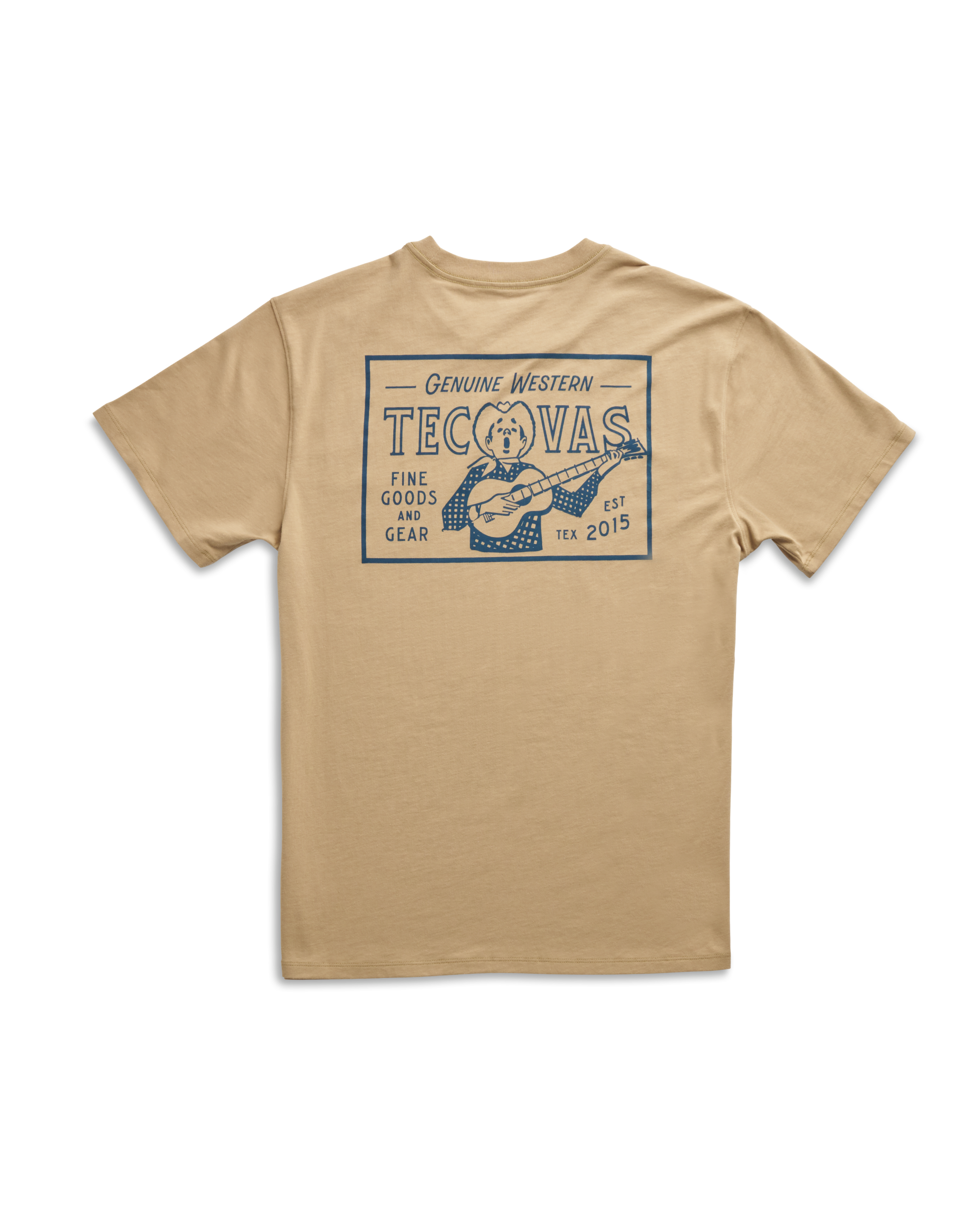 Men's Guitar Fine Goods Tee - Khaki Blue Pima Cotton