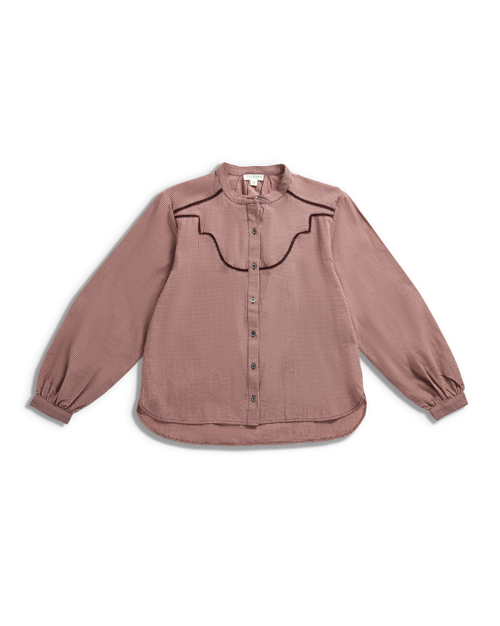 Women's Mini Seersucker Blouse - Burgundy Pink Cotton