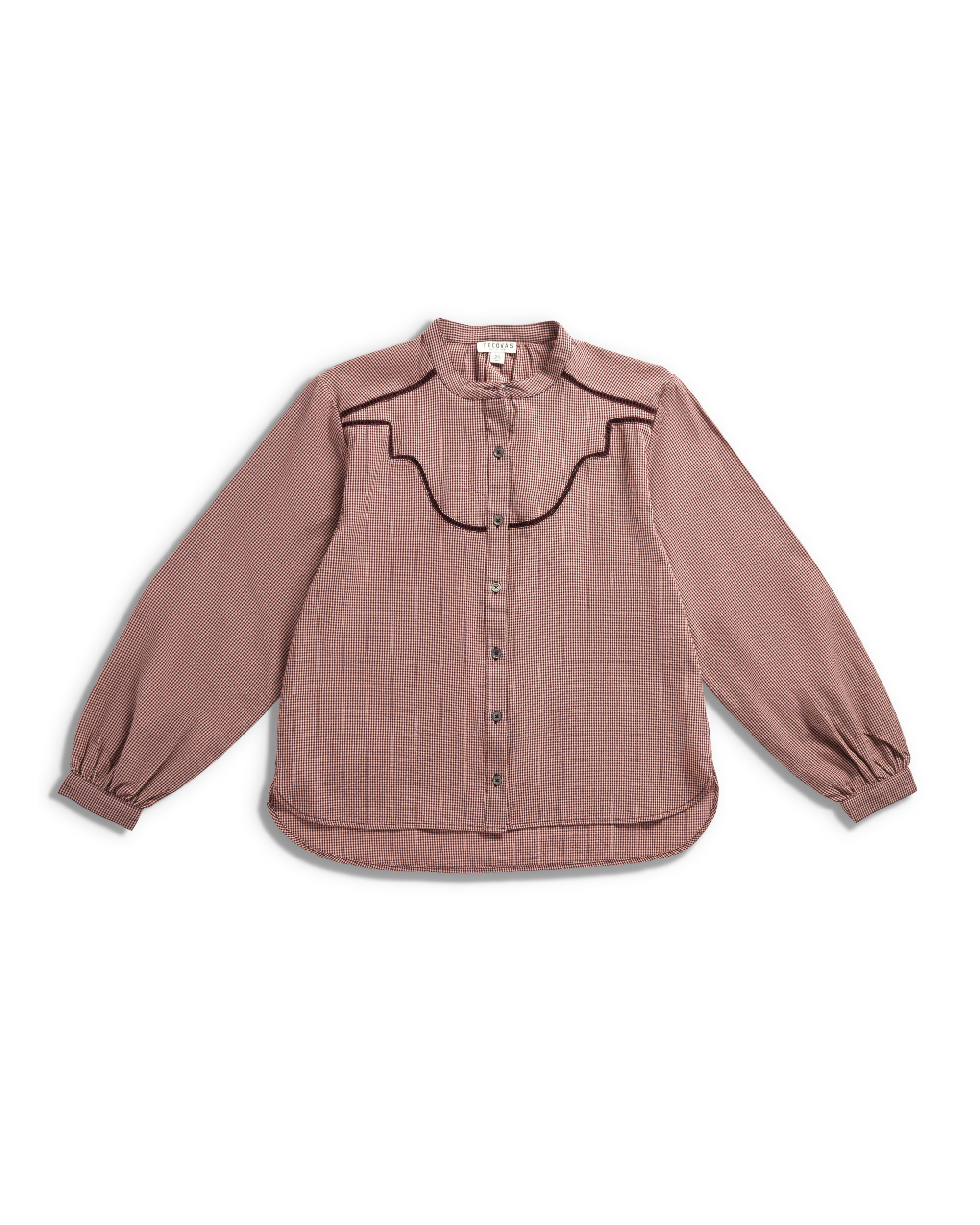 Women's Mini Seersucker Blouse - Burgundy Pink Cotton