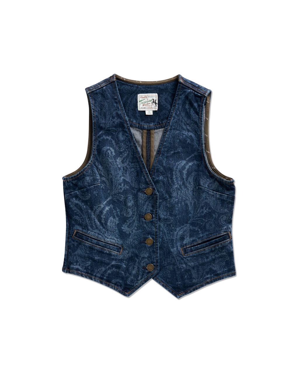 Women's Denim Vest - Blue Paisley Denim