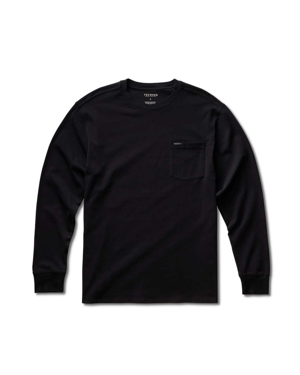 Men's Long Sleeve Standard Issue Pocket Tee - Black Cotton