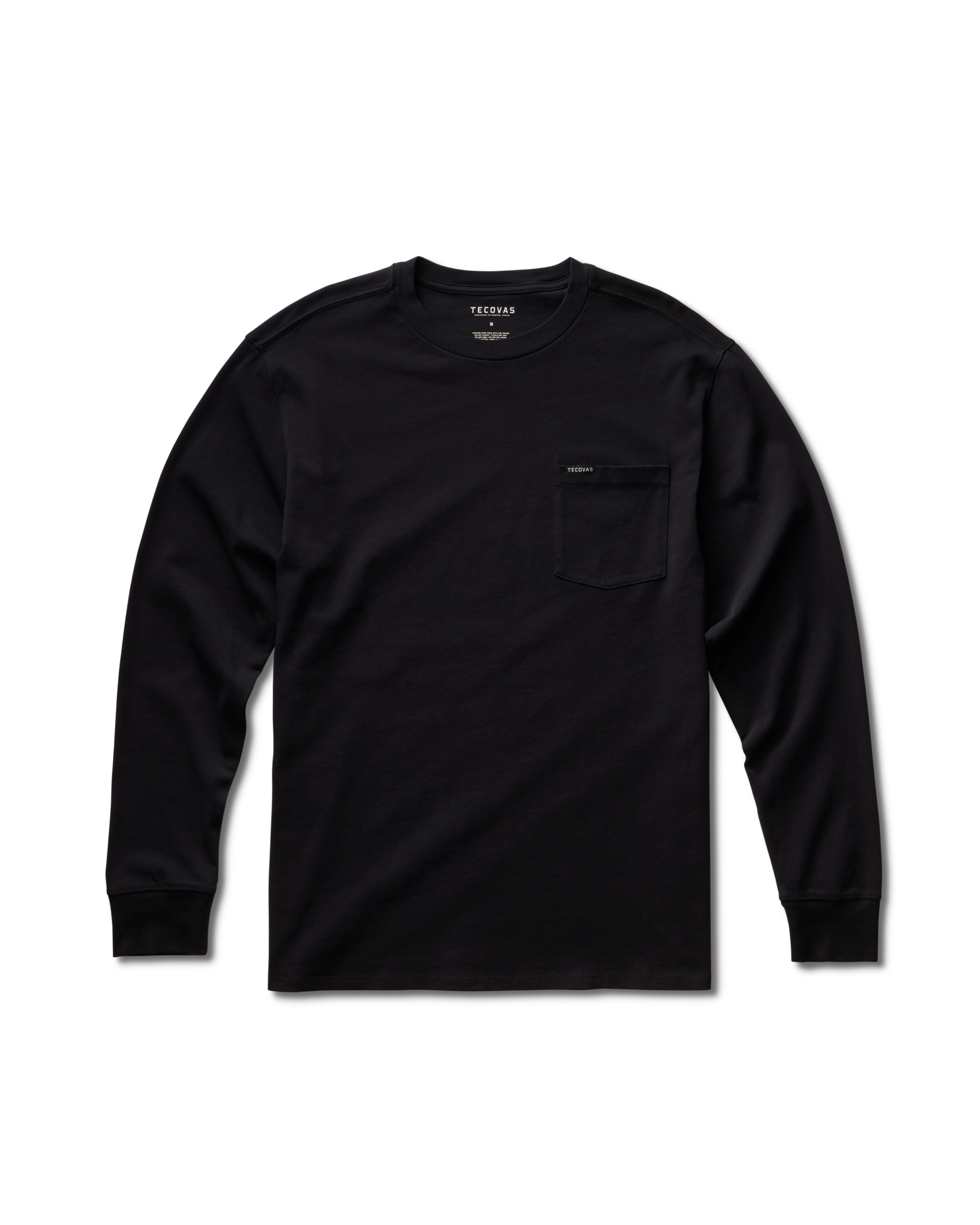 Men's Long Sleeve Standard Issue Pocket Tee - Black Cotton
