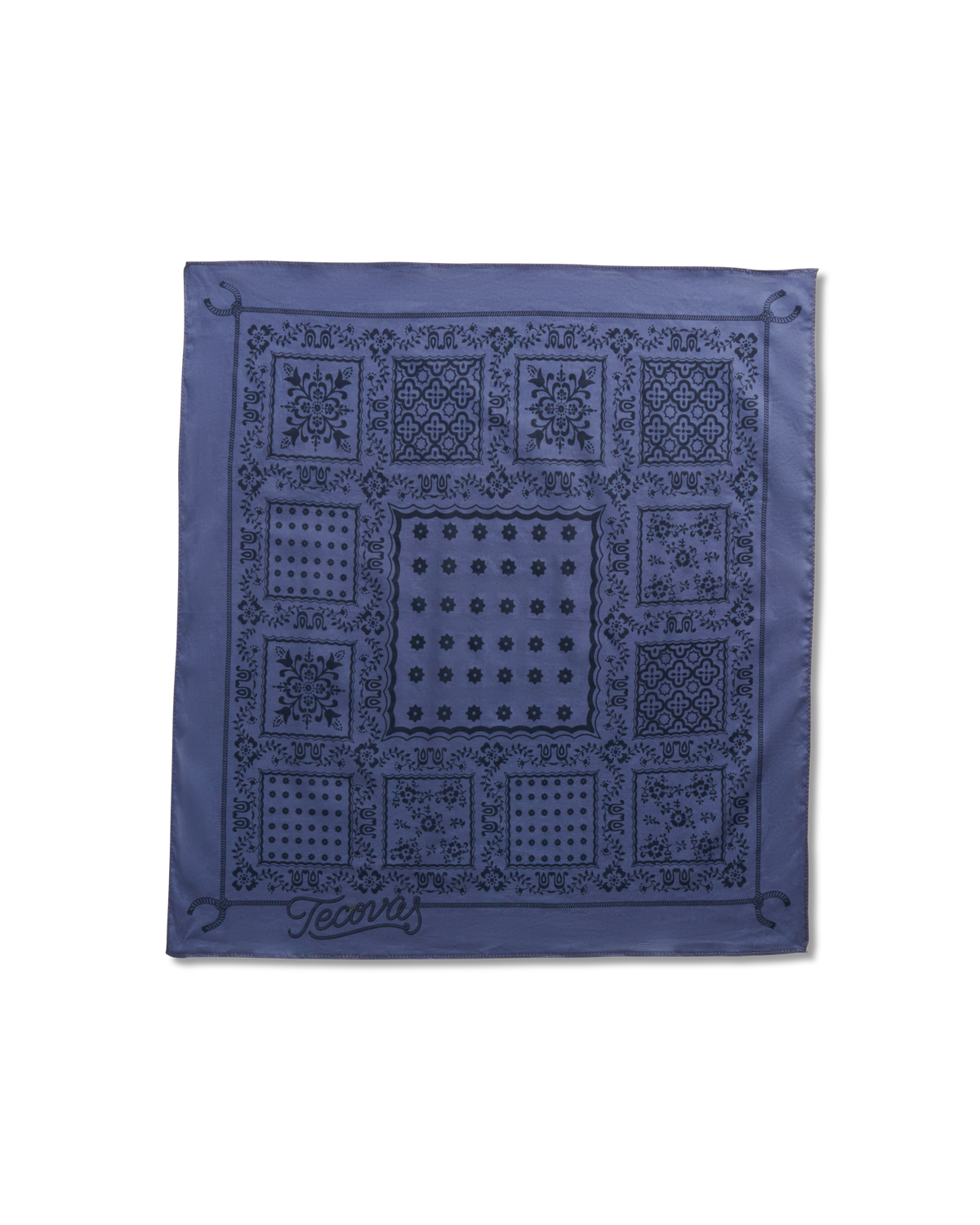 Floral Square Bandana - Blue Cotton