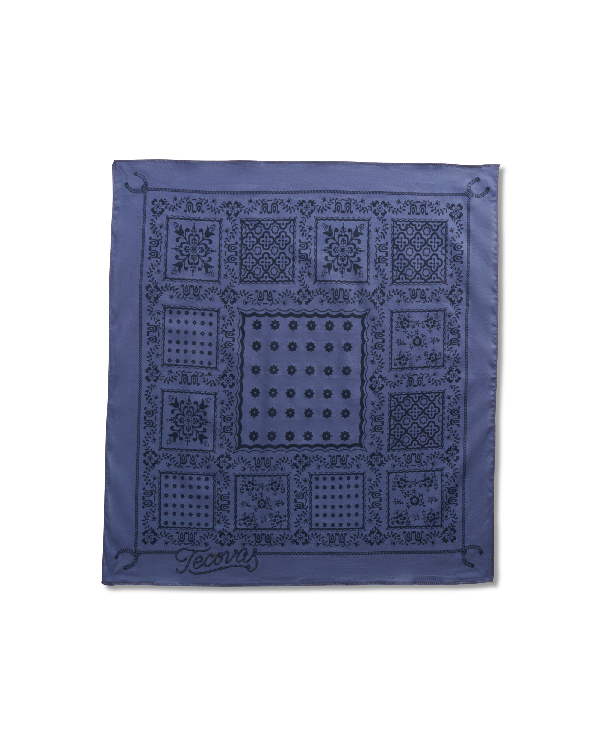 Floral Square Bandana - Blue Cotton