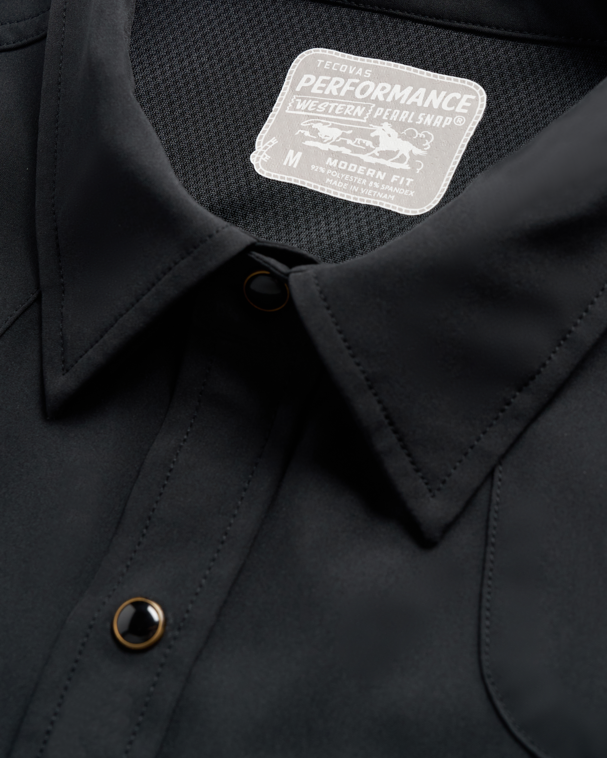 Men's Performance Long Sleeve Western Pearl Snap - Black Performance