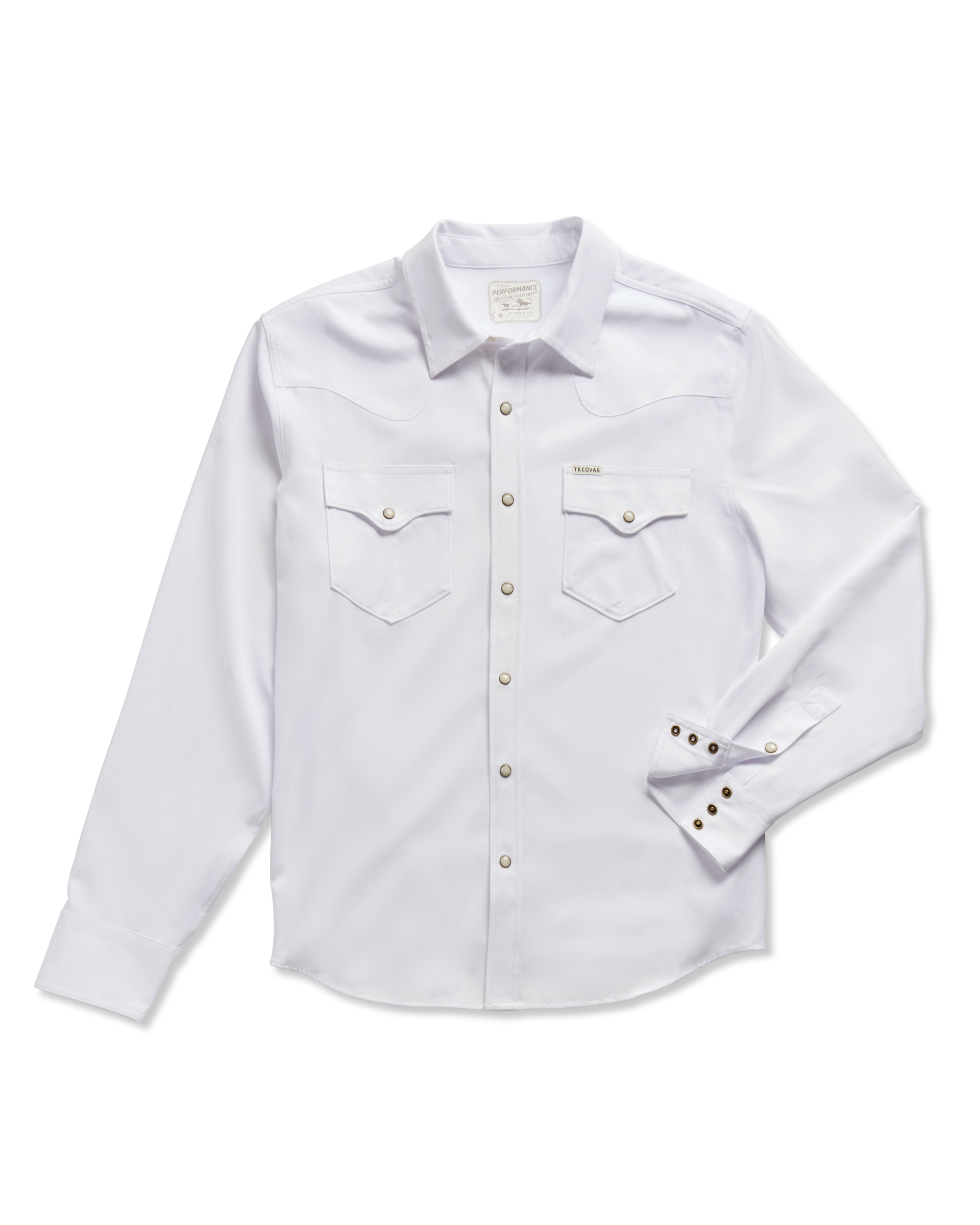 Men's Performance Long Sleeve Western Pearl Snap - Classic Fit - White Performance