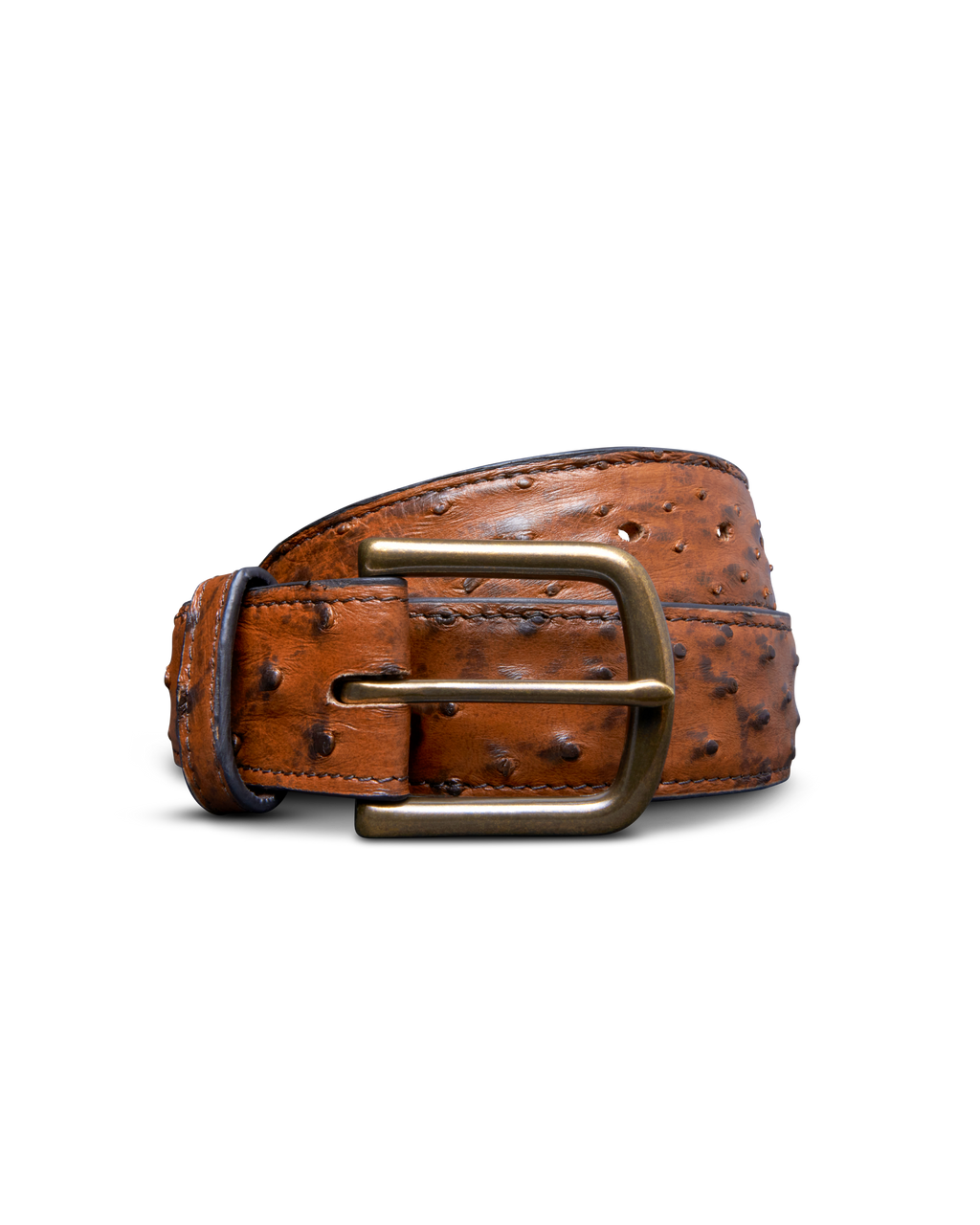 Men's Ostrich Belt - Peanut Ostrich