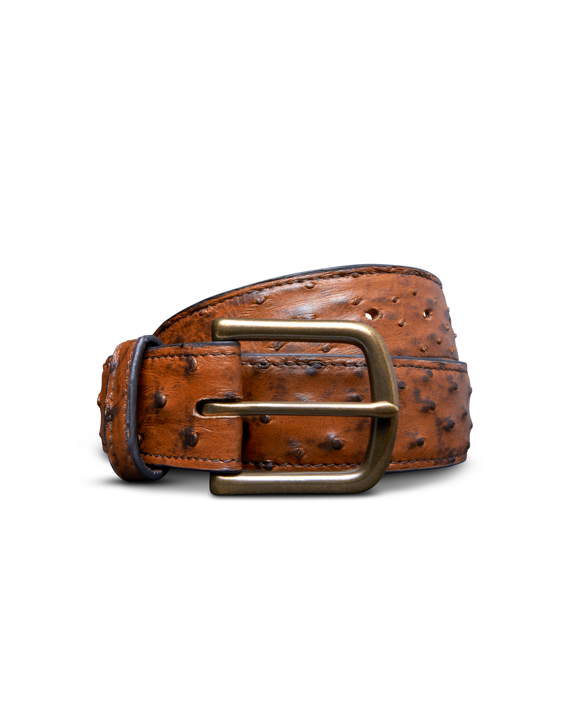 Men's Ostrich Belt - Peanut Ostrich