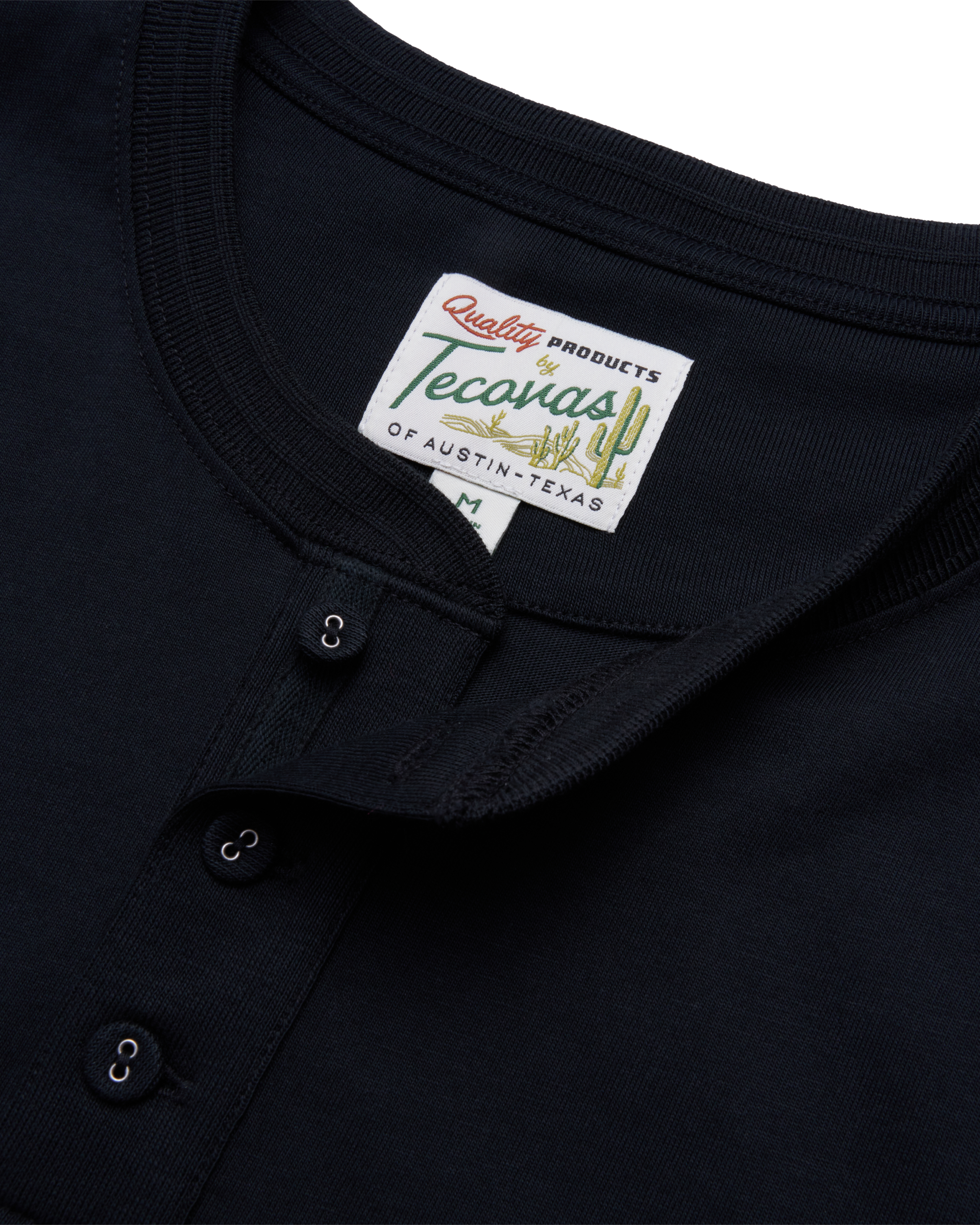 Men's Standard Issue Short Sleeve Henley - Black Pima Cotton