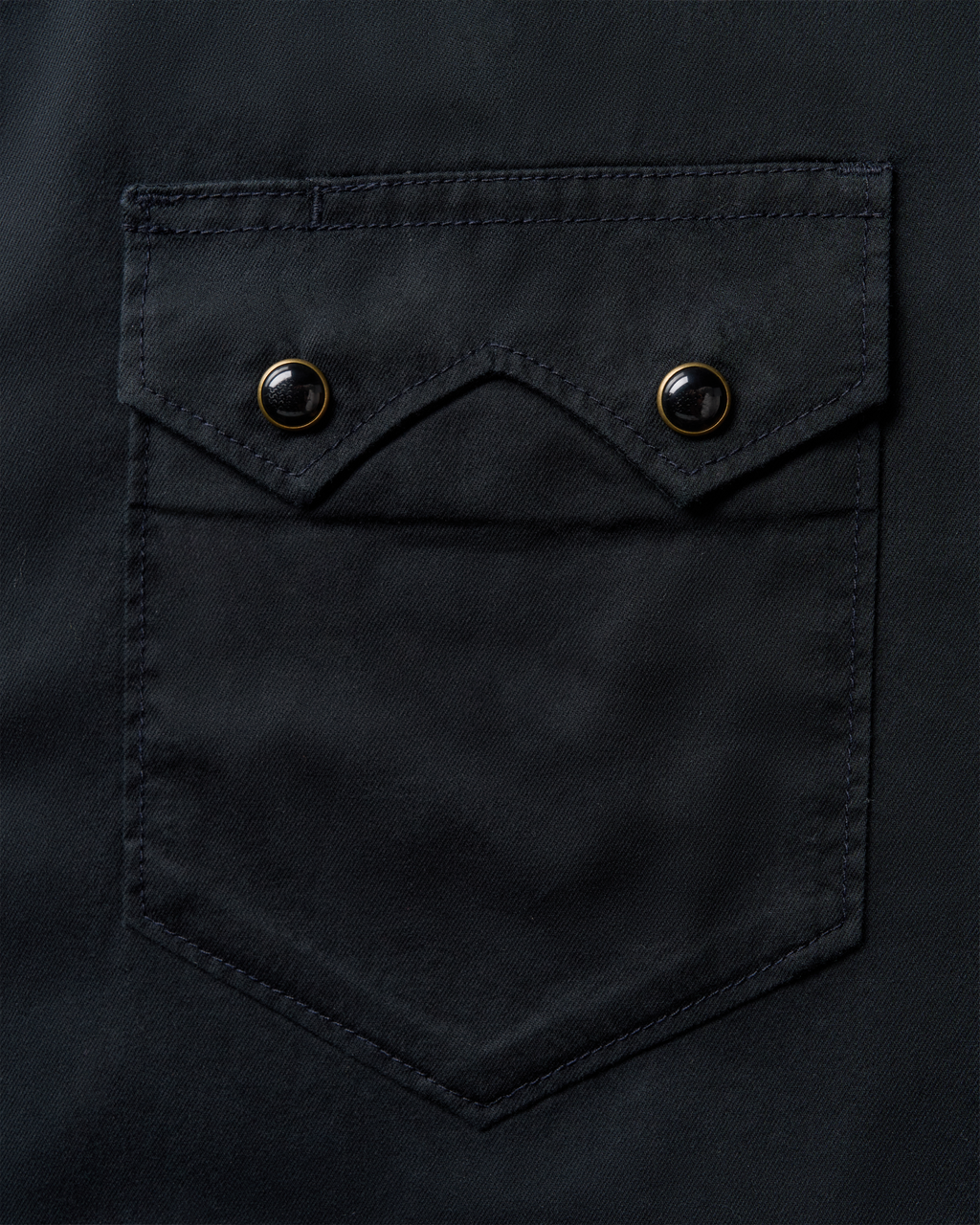 Men's Vintage Weight Sawtooth Cotton Pearl Snap - Midnight Cotton