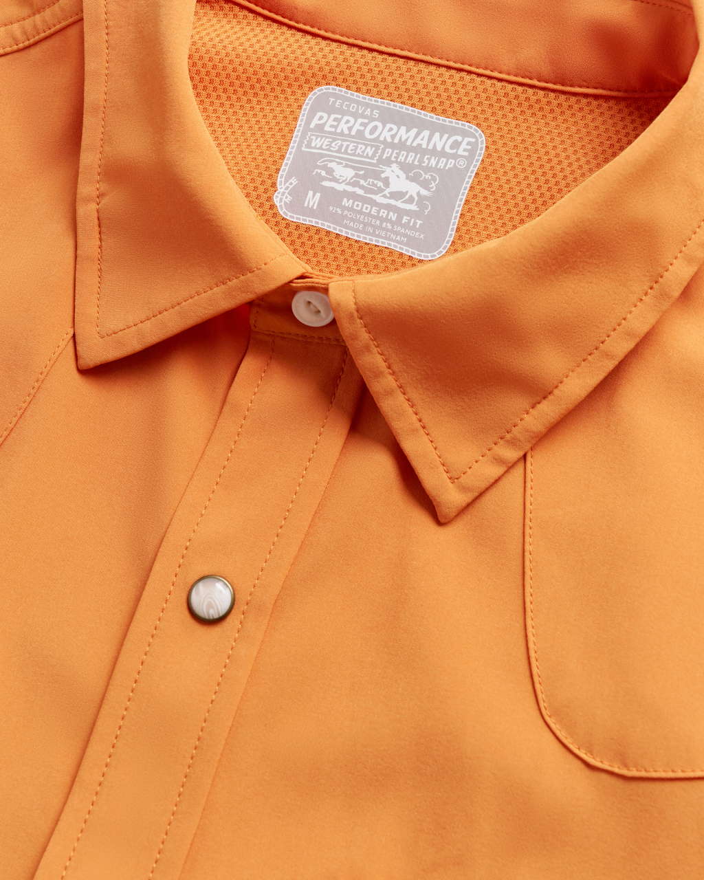 Men's Performance Short Sleeve Western Pearl Snap - Orange Zest Performance