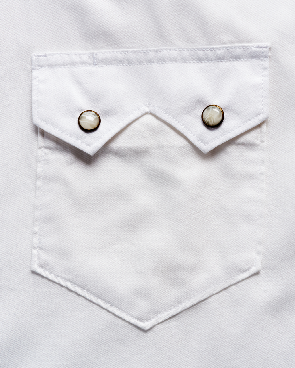 Men's Sawtooth Short Sleeve Pearl Snap - White Cotton