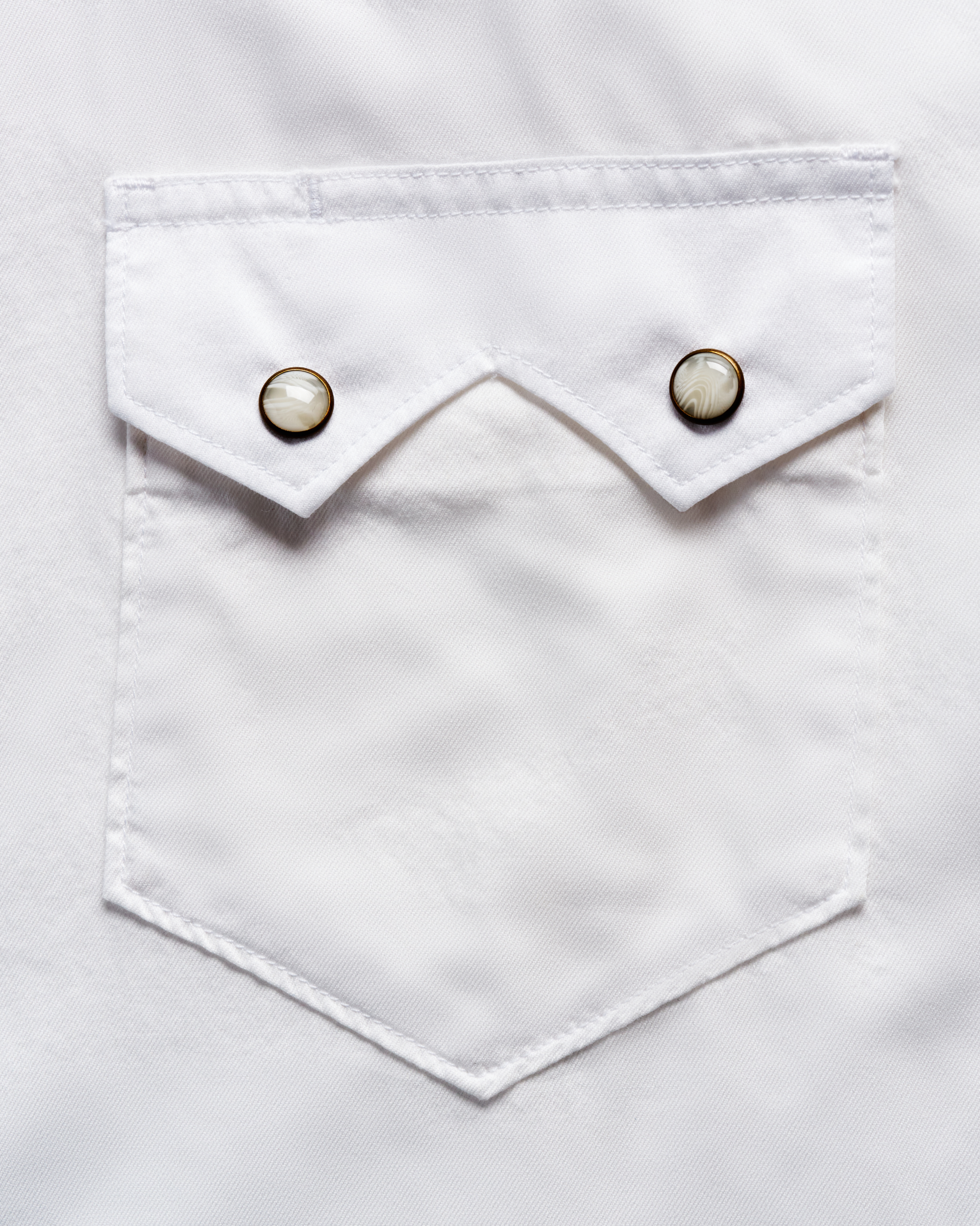 Men's Sawtooth Short Sleeve Pearl Snap - White Cotton