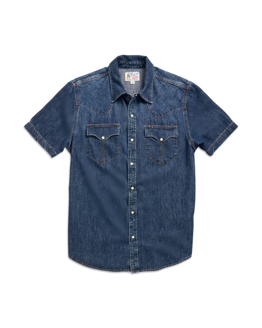 Men's Denim Short Sleeve Pearl Snap - Dark Wash Denim