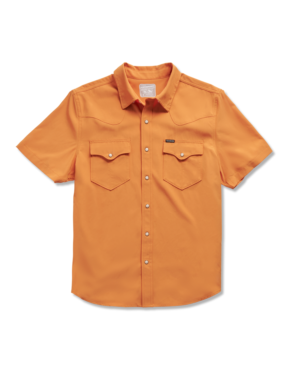 Men's Performance Short Sleeve Western Pearl Snap - Orange Zest Performance