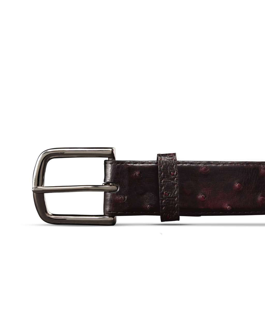 Men's Ostrich Belt - Black Cherry Ostrich