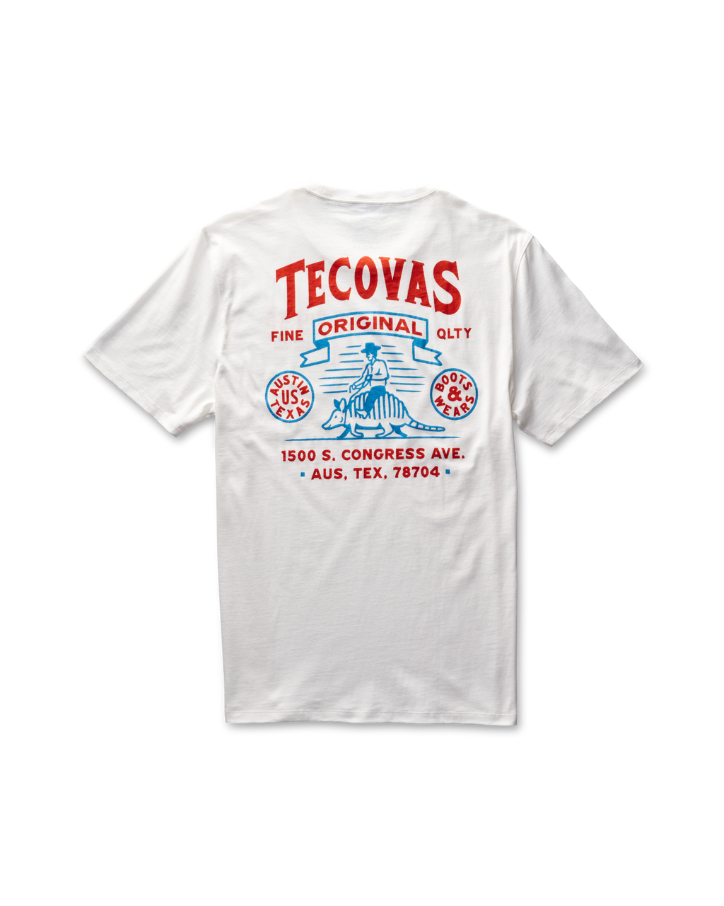 Men's Armadillo Cowboy Tee - Bone Org Blue Pima Cotton