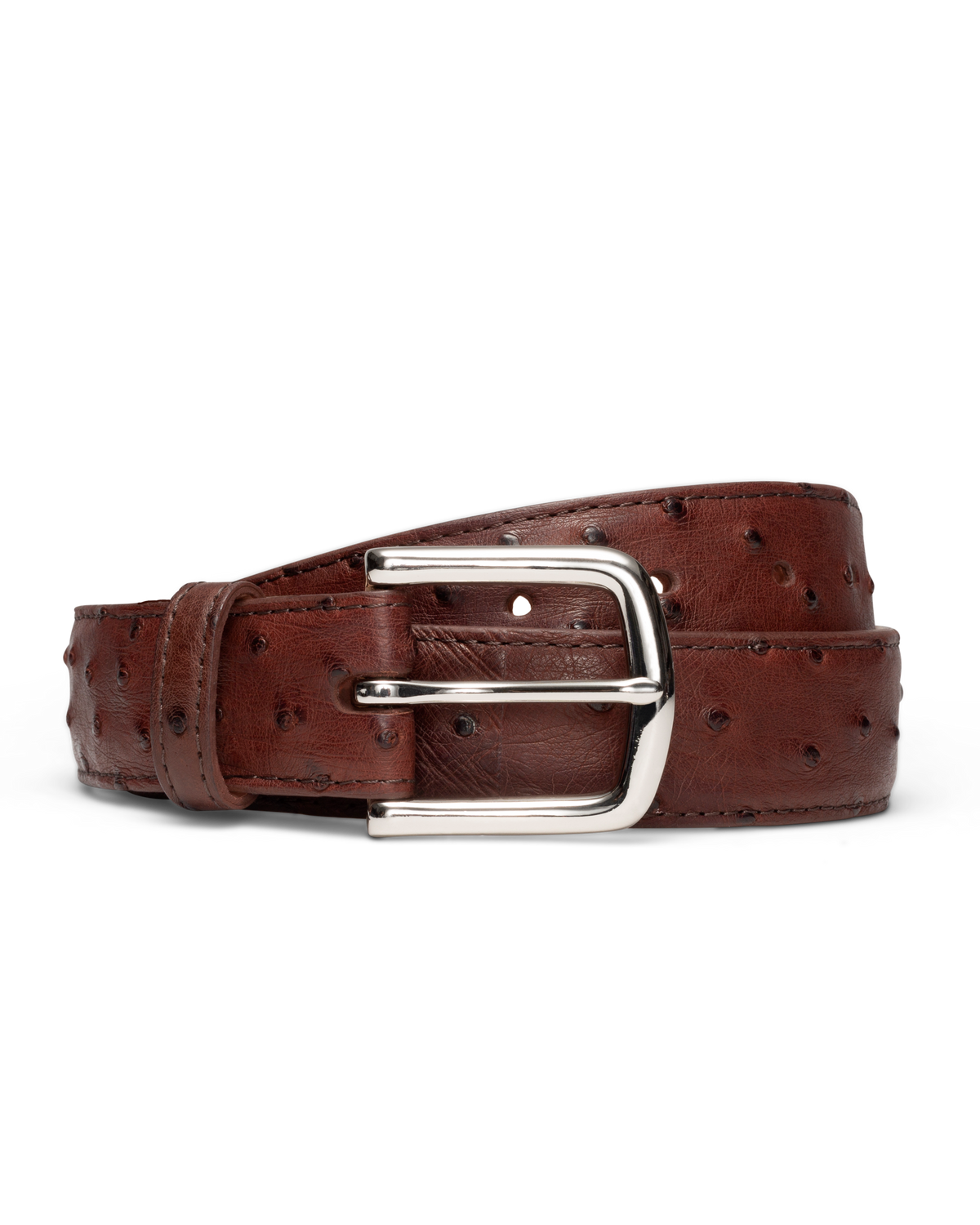 Men's Ostrich Belt - Mahogany Ostrich