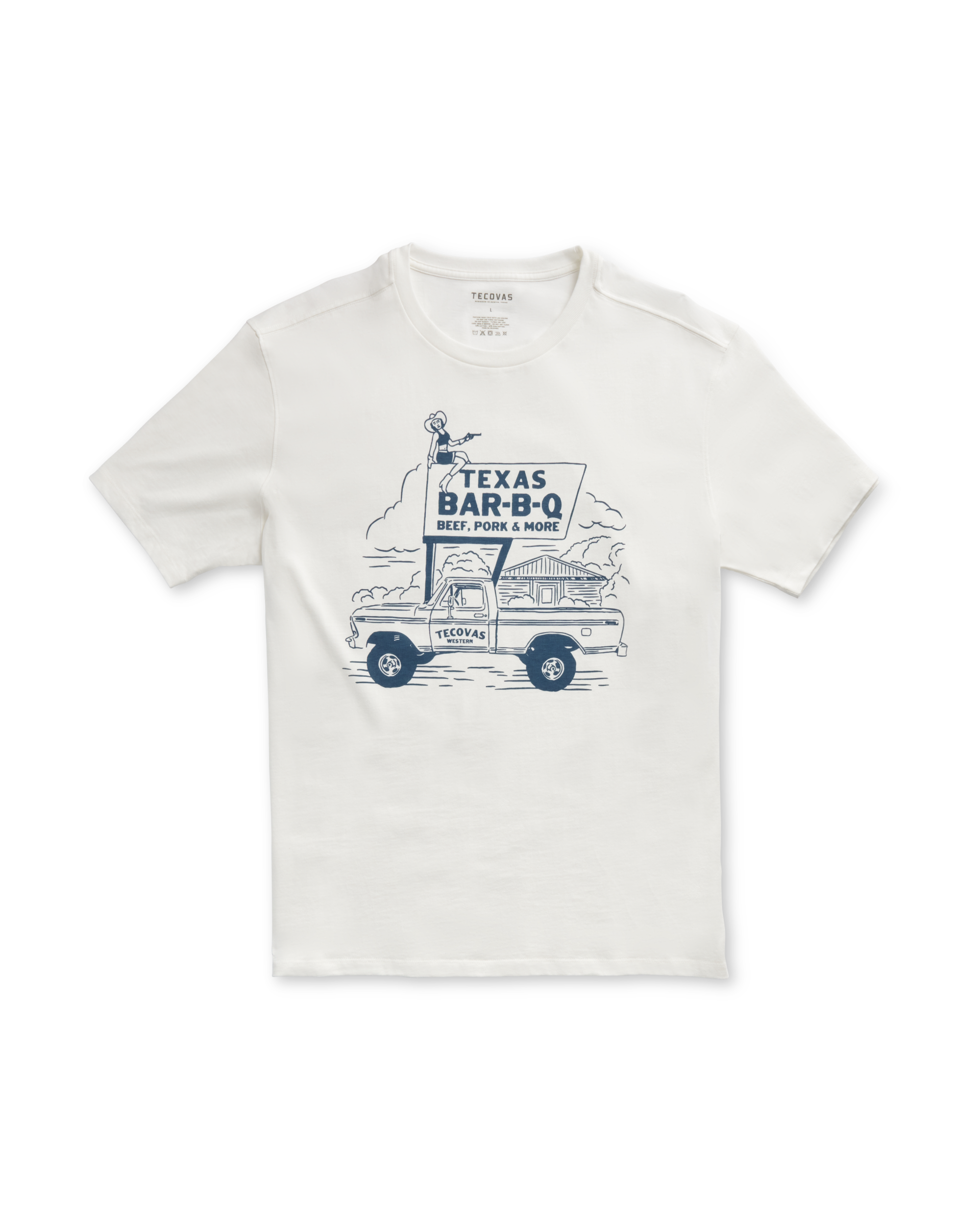 Men's Texas BBQ Tee - Bone Blue Pima Cotton