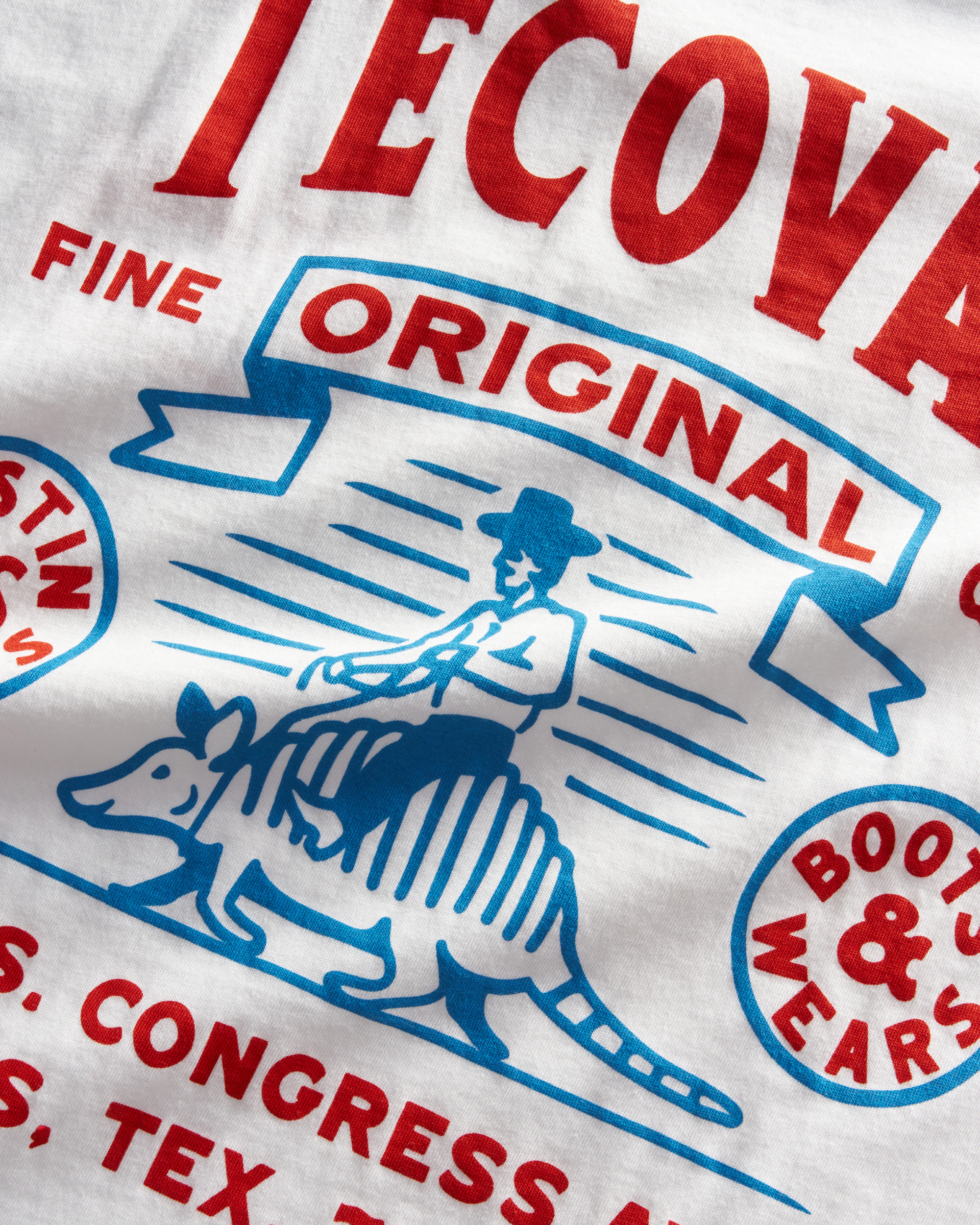Men's Armadillo Cowboy Tee - Bone Org Blue Pima Cotton