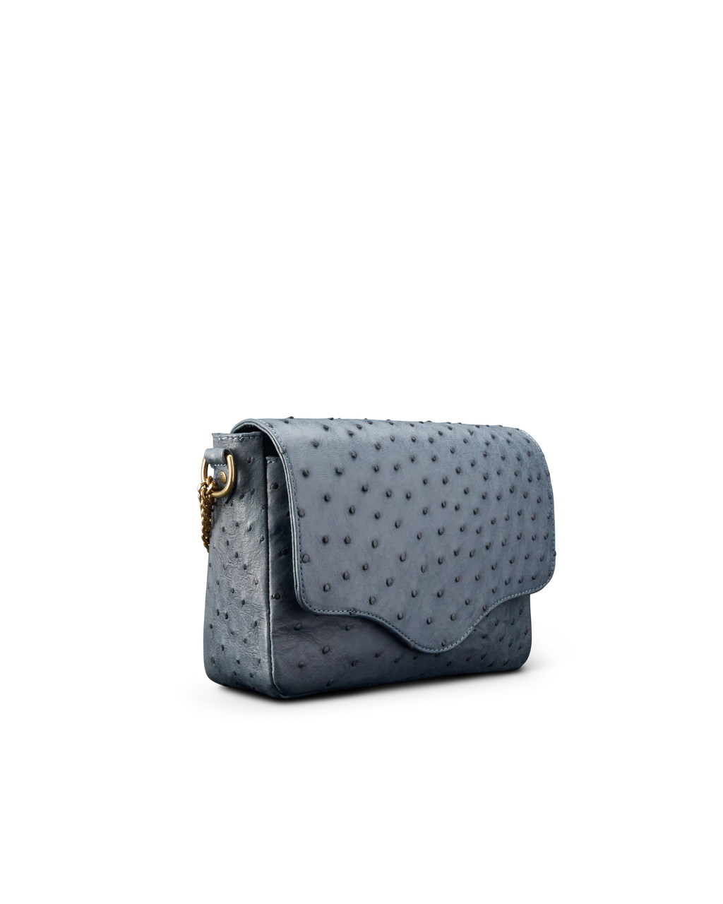 Ostrich Shoulder Bag - Blue Ostrich
