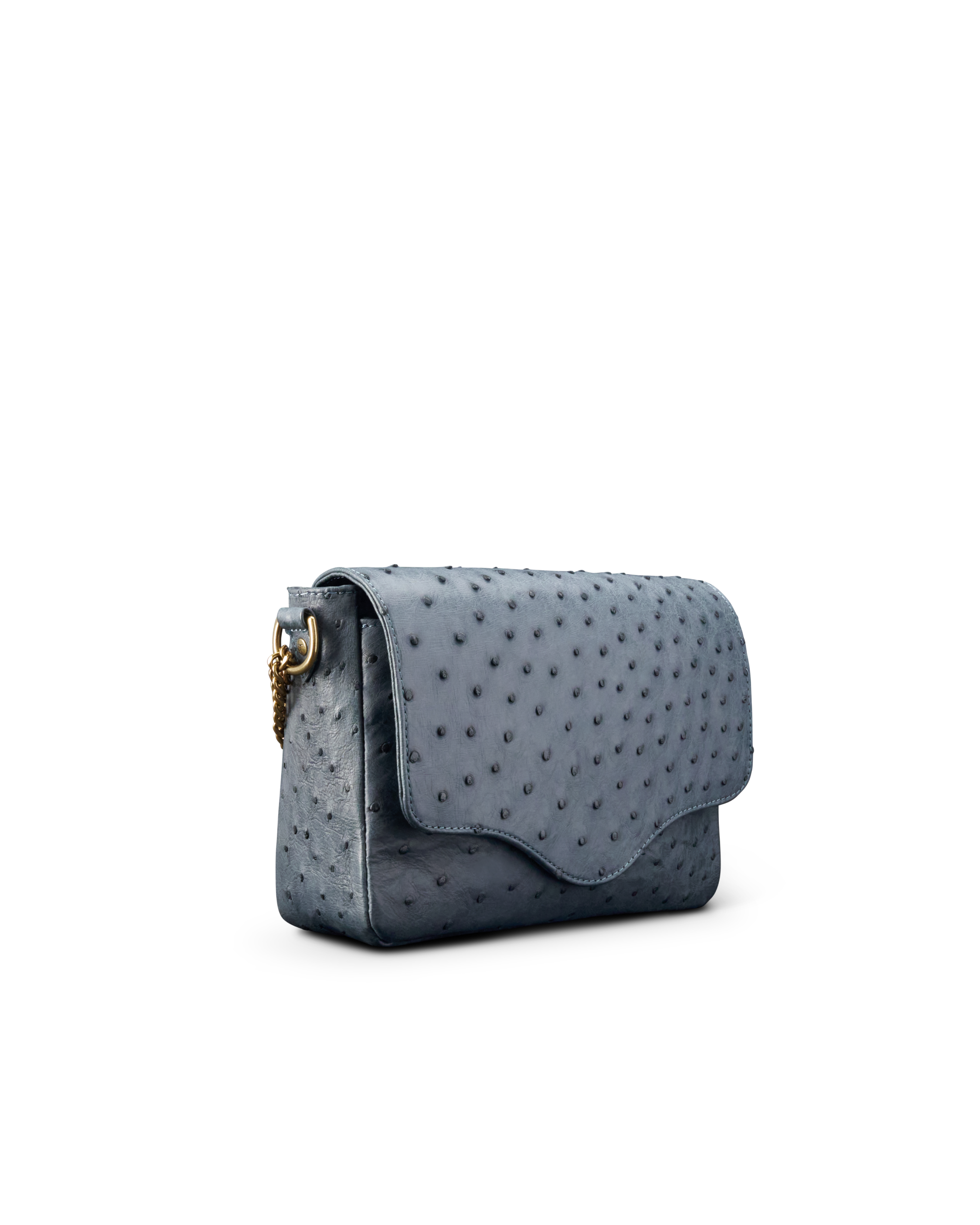Ostrich Shoulder Bag - Blue Ostrich