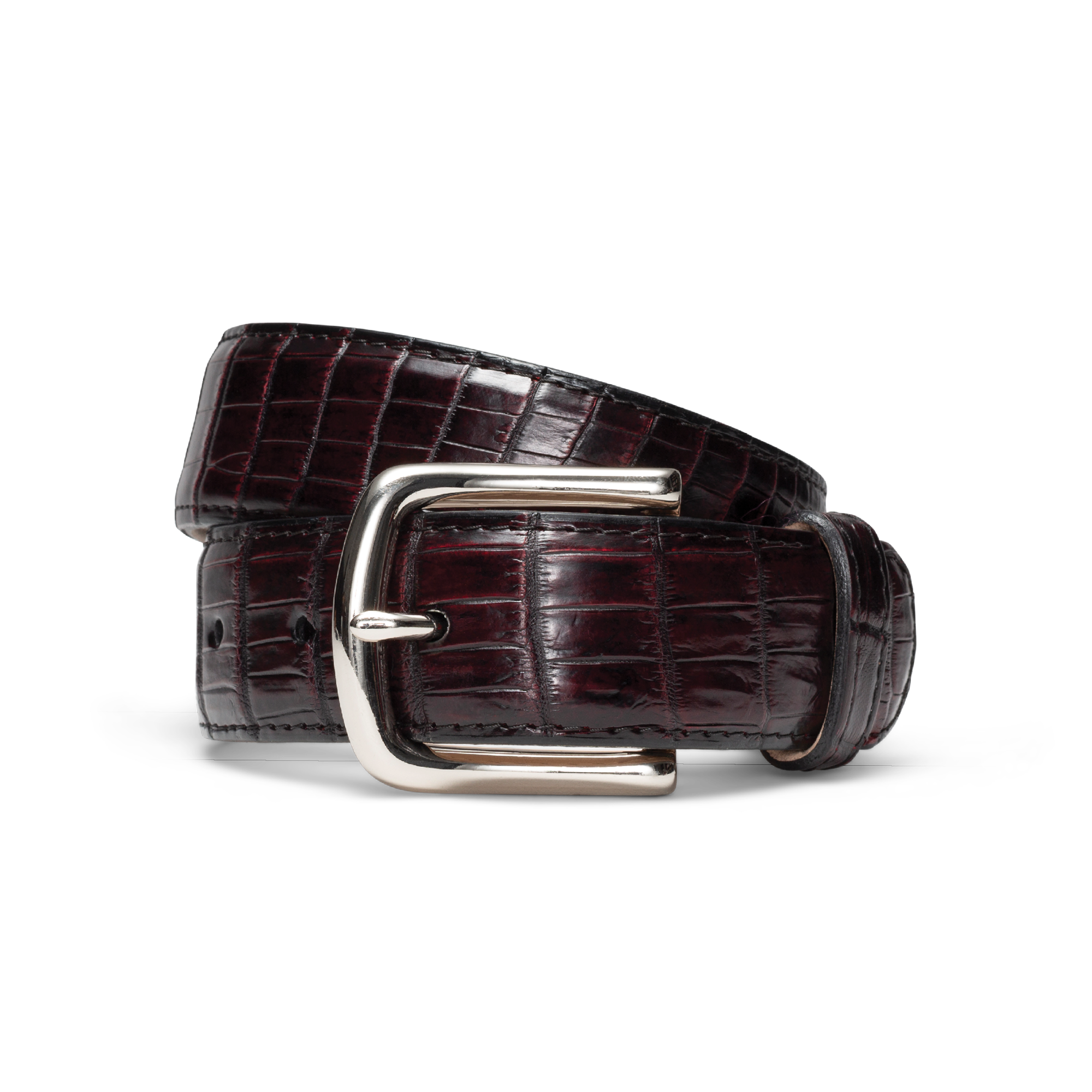 Men's Crocodile Belt - Black Cherry Crocodile