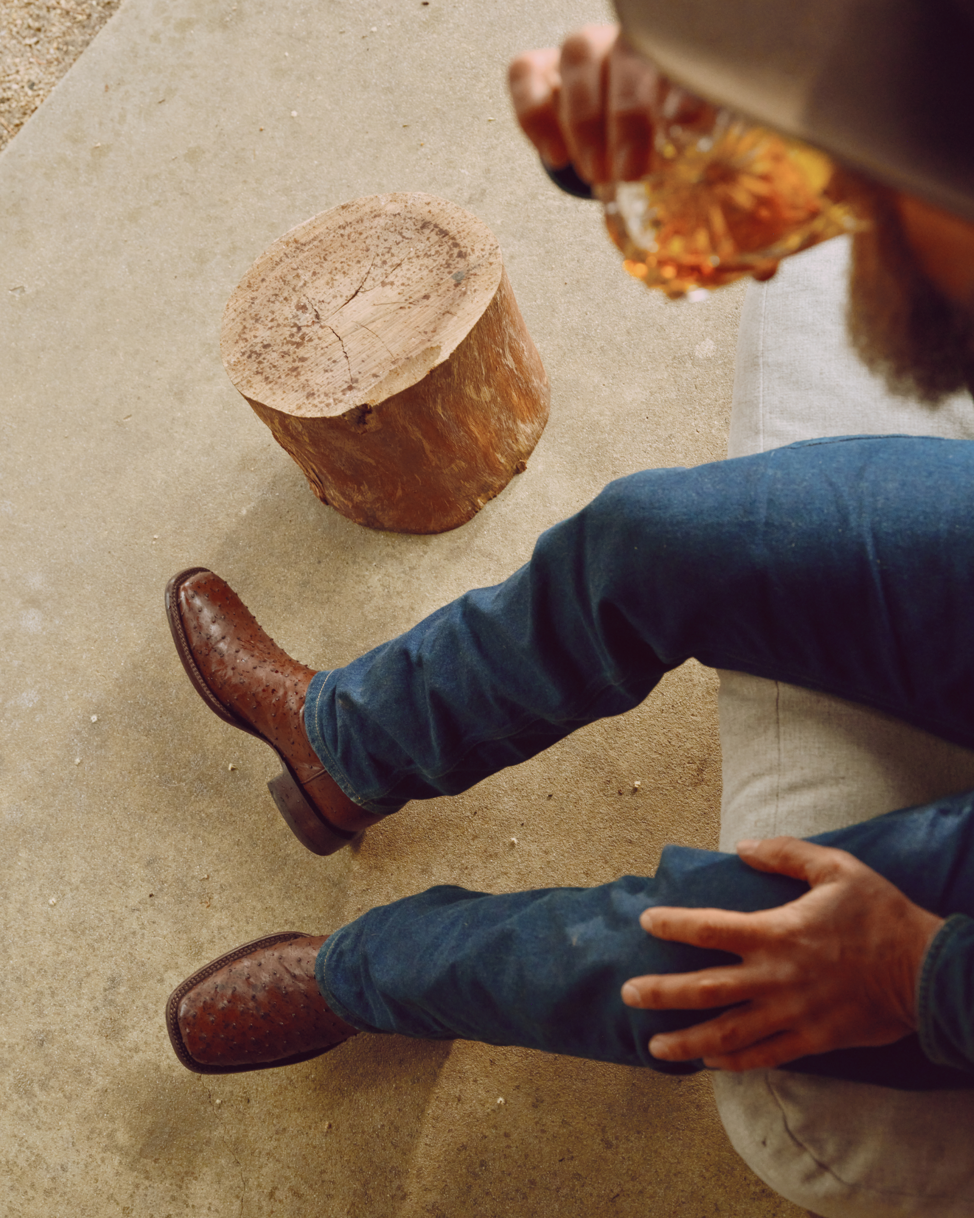 The Emmitt - Hazelnut Denim Ostrich