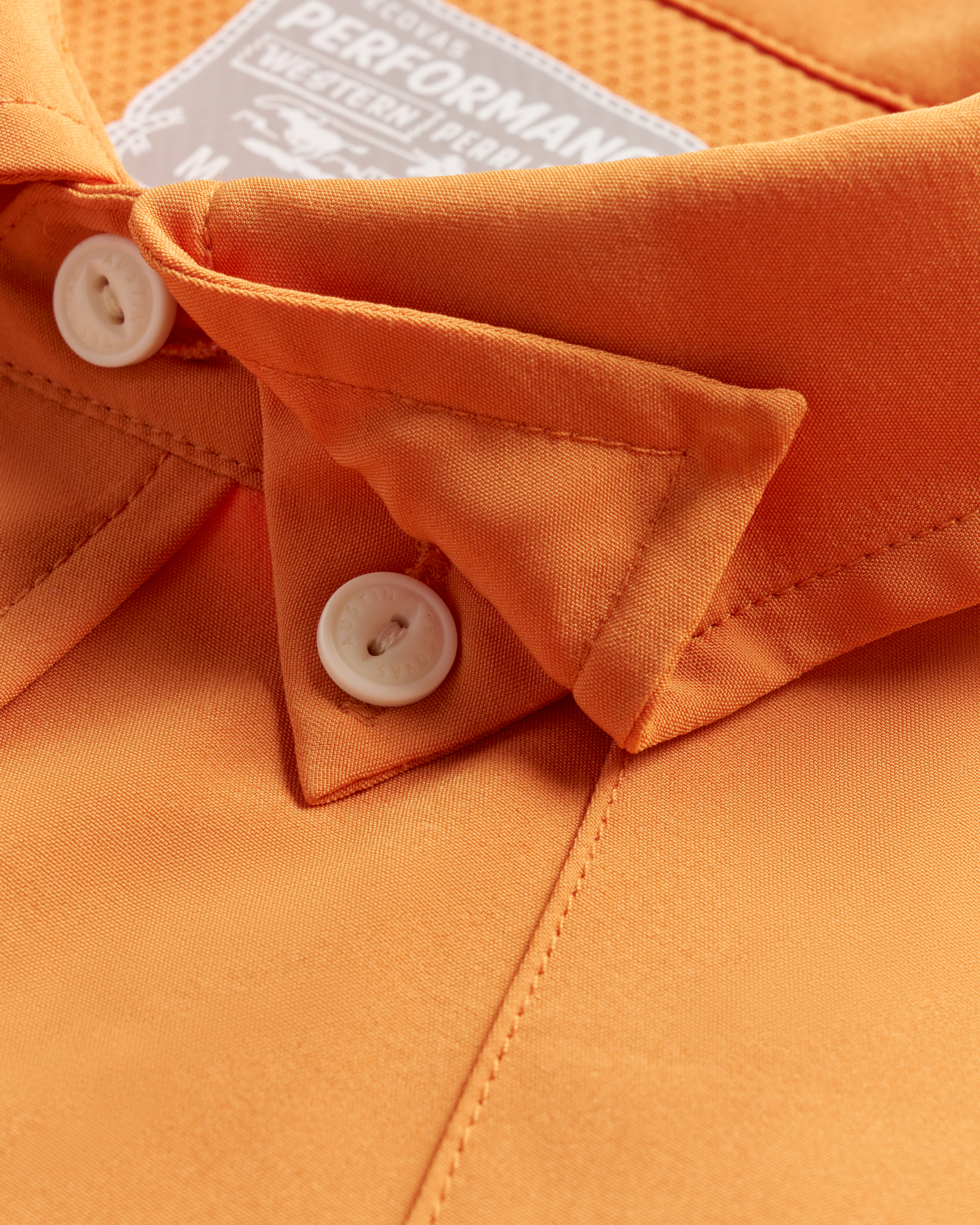 Men's Performance Short Sleeve Western Pearl Snap - Orange Zest Performance