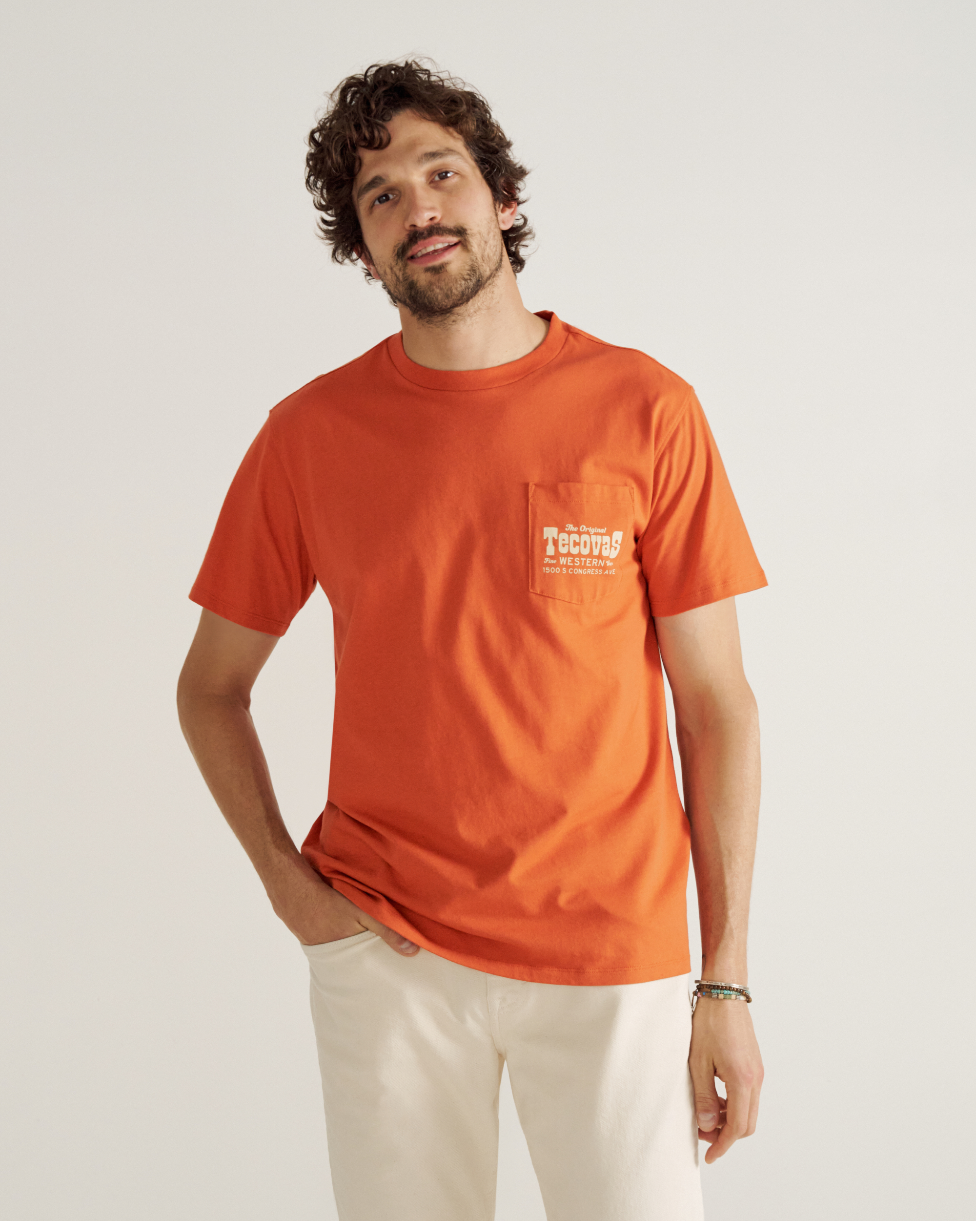 Men's Original Western Pocket Tee - Orange Bone Pima Cotton