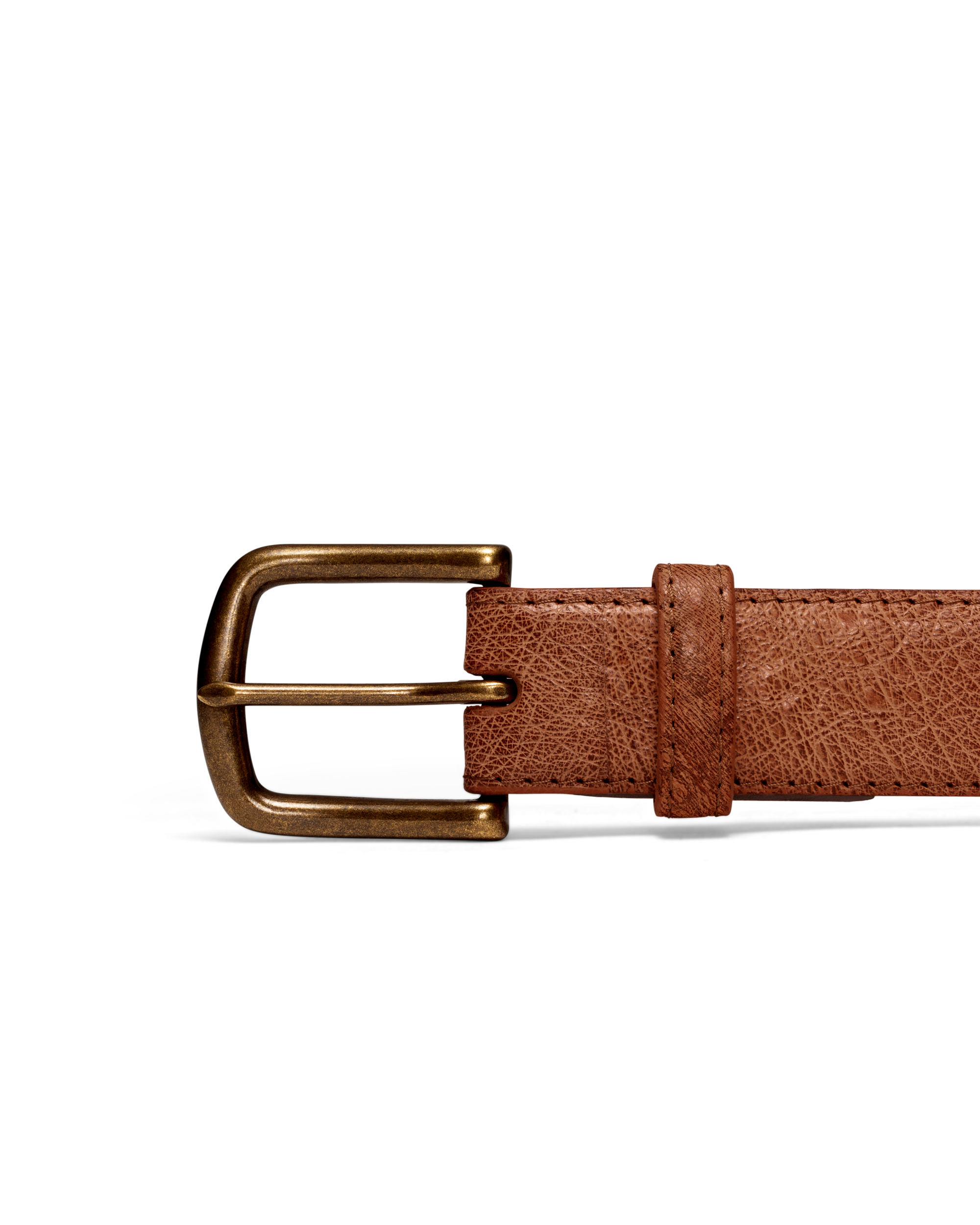 Men's Smooth Ostrich Belt - Russet Ostrich